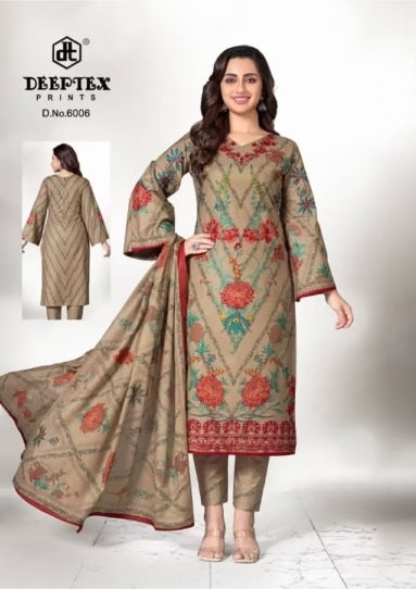 Deeptax Roohi Zaara - Premium Pure Cotton Unstitched Dress Material Set with Dupatta - Pakistani Lawn Dress