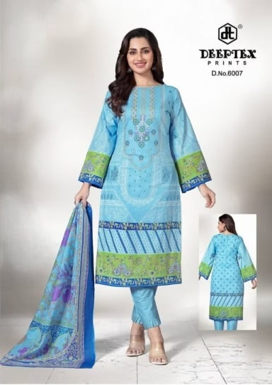 Deeptax Roohi Zaara - Premium Pure Cotton Unstitched Dress Material Set with Dupatta - Pakistani Lawn Dress