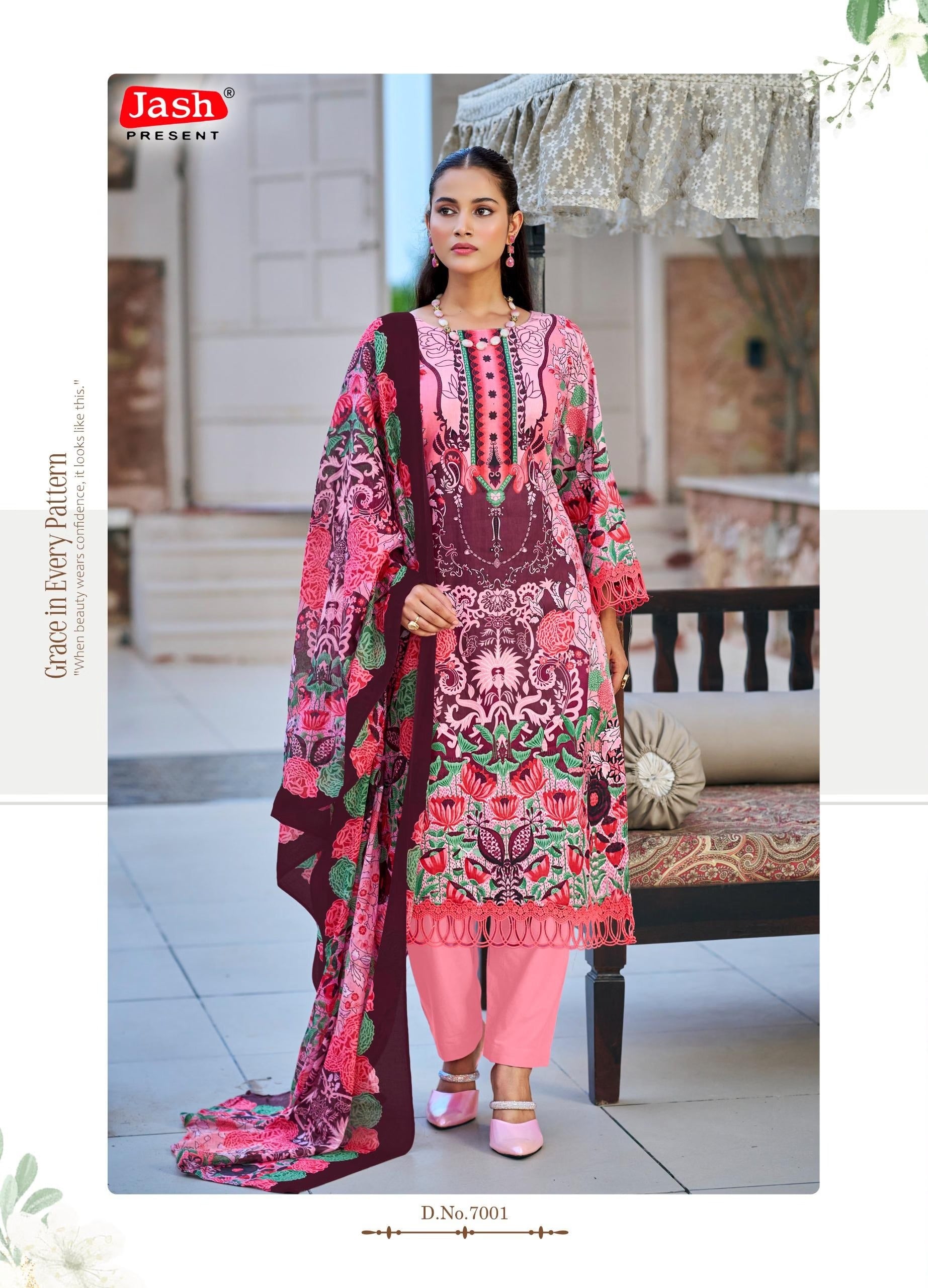 Bellisha Pure Cotton Dress Material with Mal Mal Dupatta | Unstitched Cotton Suits for Women