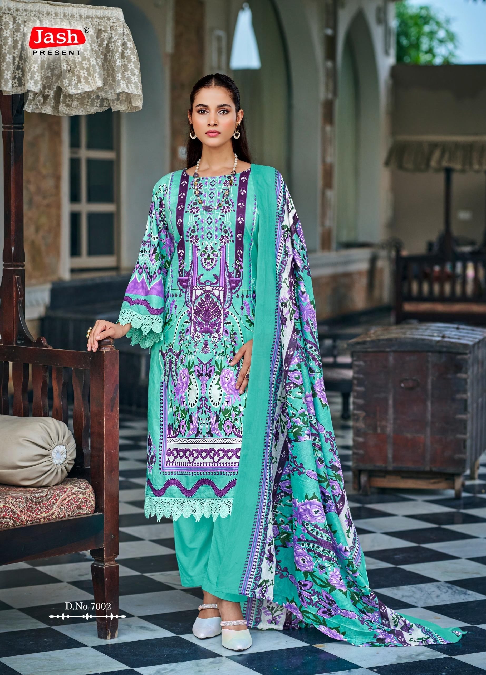 Bellisha Pure Cotton Dress Material with Mal Mal Dupatta | Unstitched Cotton Suits for Women