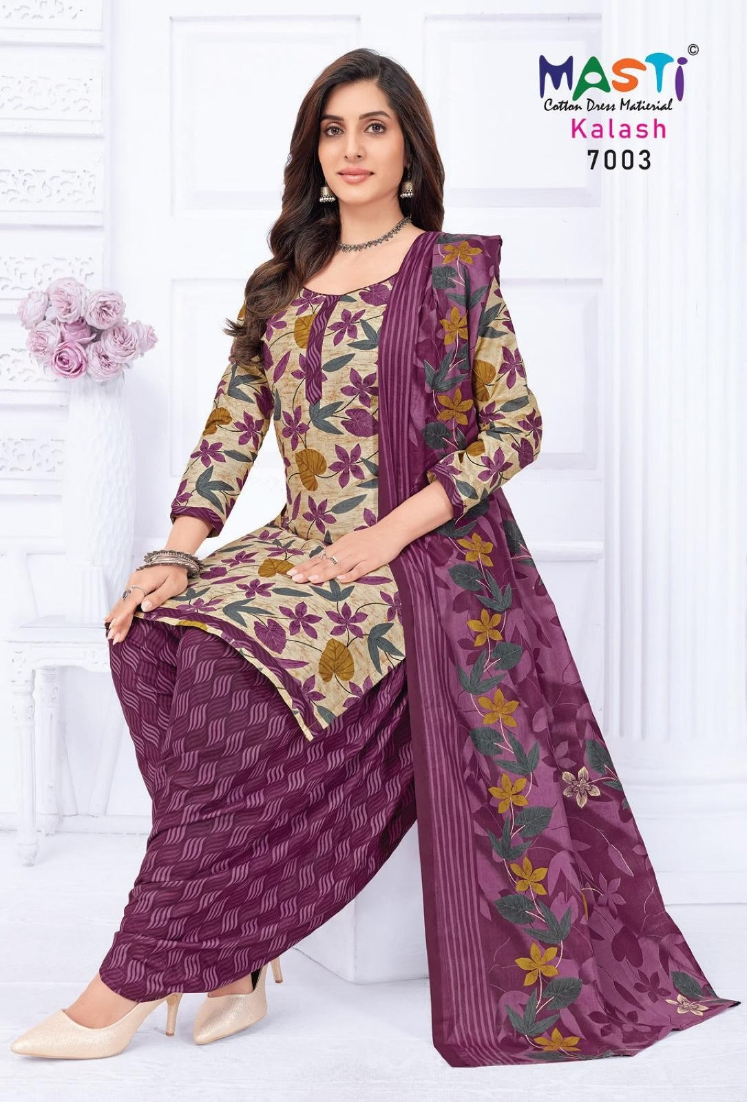 Pure Cotton Dress Material for Women | Unstitched Salwar Suit with Dupatta Set