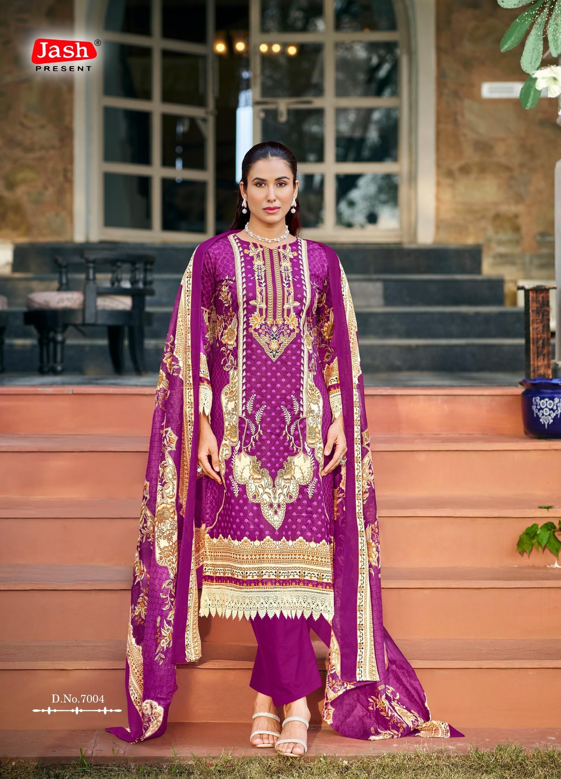 Bellisha Pure Cotton Dress Material with Mal Mal Dupatta | Unstitched Cotton Suits for Women