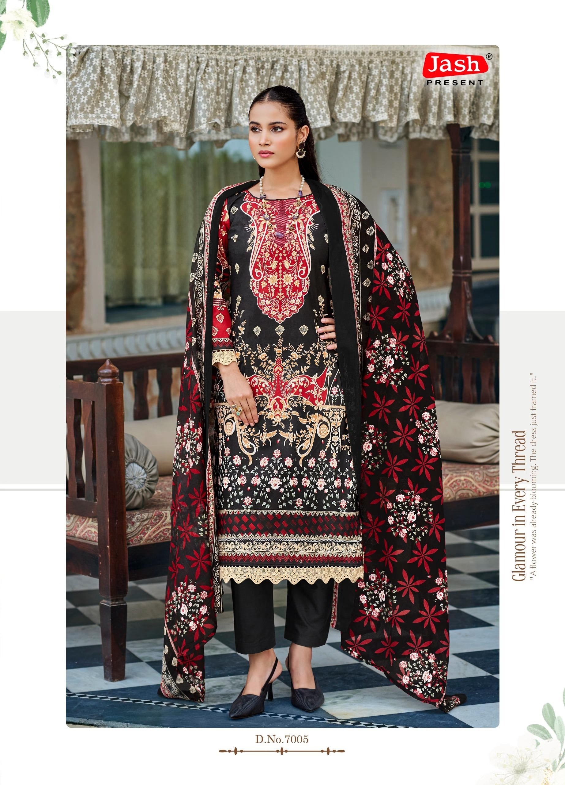 Bellisha Pure Cotton Dress Material with Mal Mal Dupatta | Unstitched Cotton Suits for Women