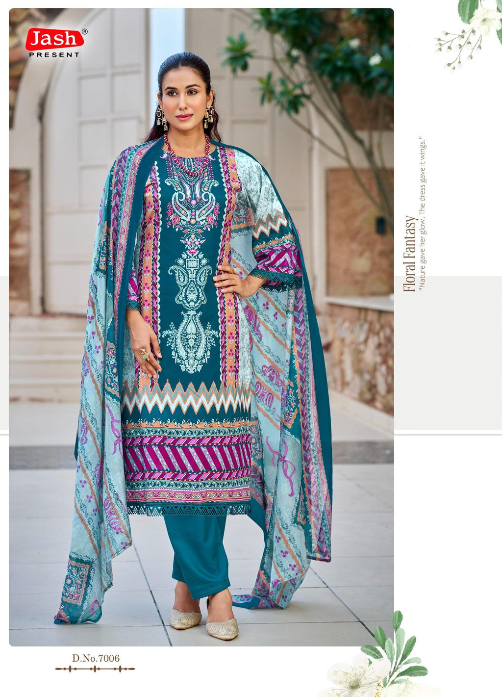 Bellisha Pure Cotton Dress Material with Mal Mal Dupatta | Unstitched Cotton Suits for Women