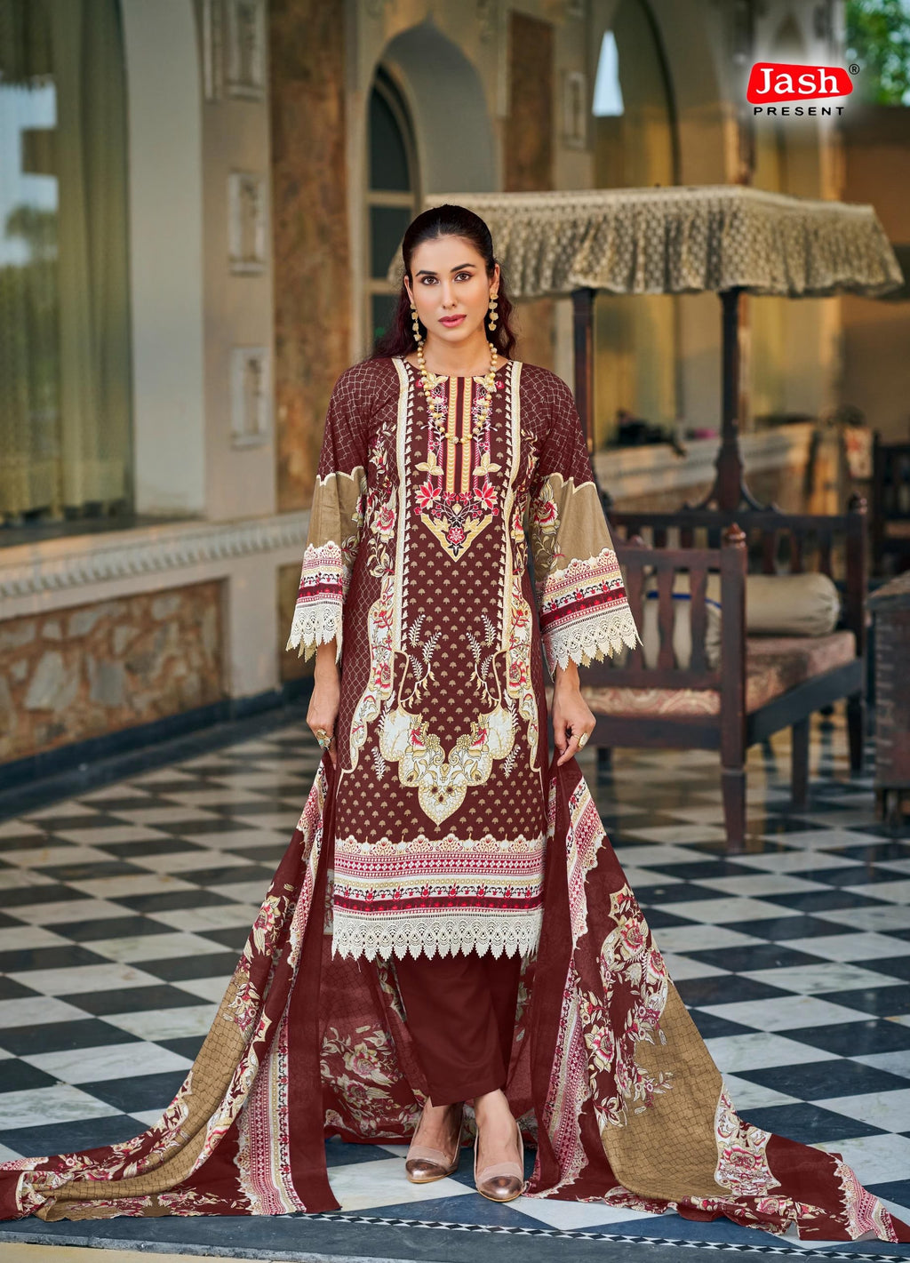 Bellisha Pure Cotton Dress Material with Mal Mal Dupatta | Unstitched Cotton Suits for Women