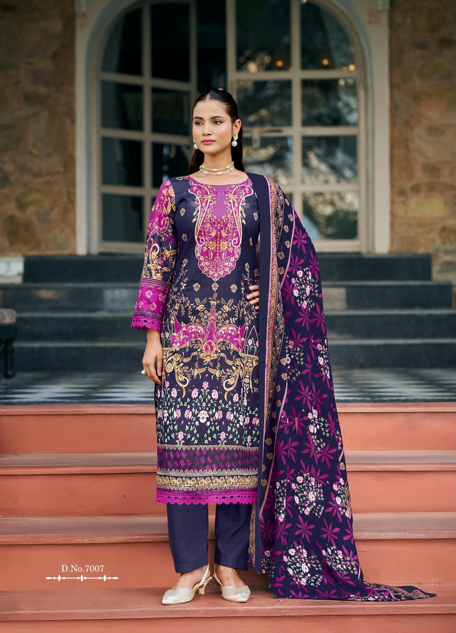 Bellisha Pure Cotton Dress Material with Mal Mal Dupatta | Unstitched Cotton Suits for Women
