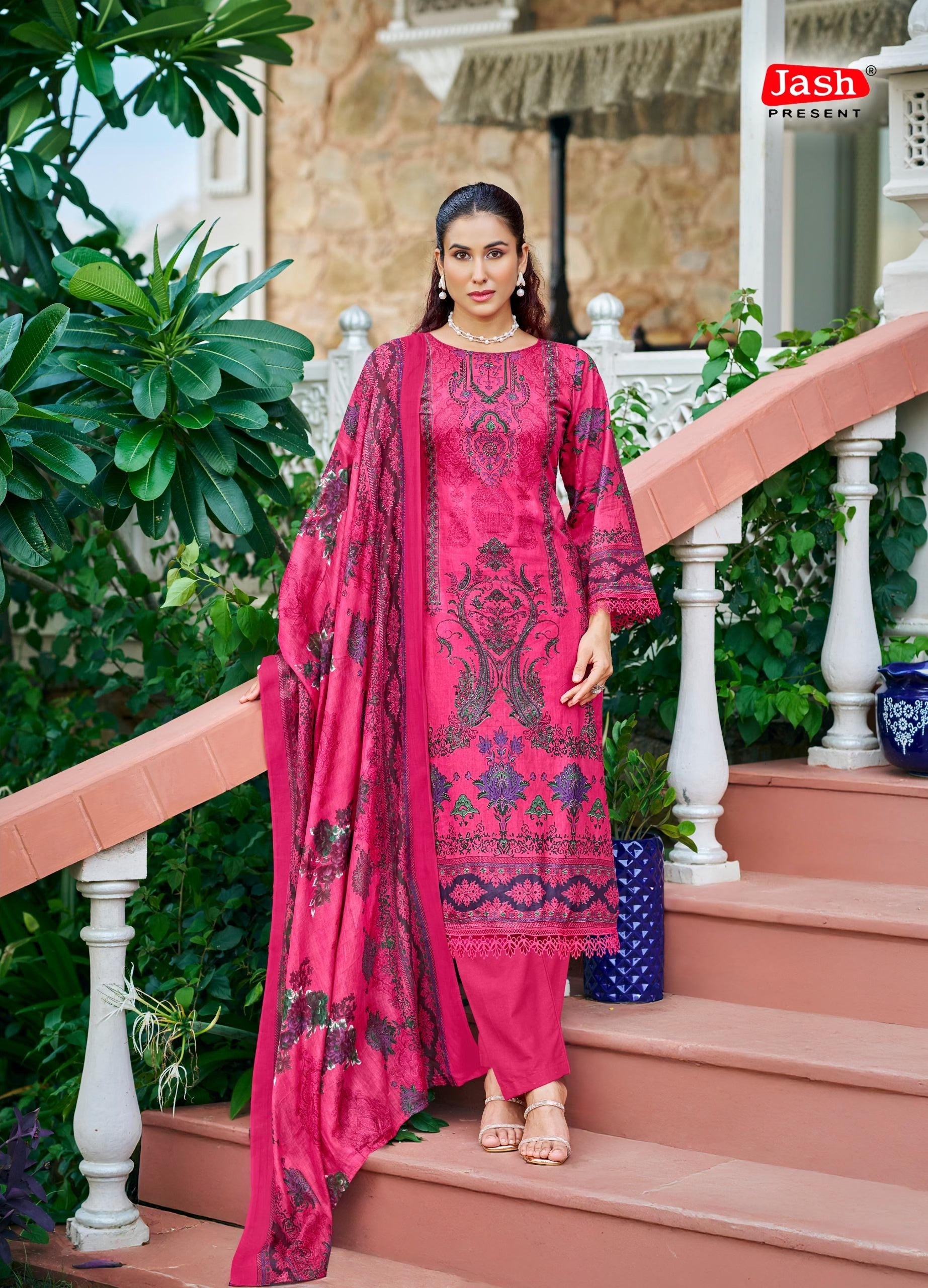 Bellisha Pure Cotton Dress Material with Mal Mal Dupatta | Unstitched Cotton Suits for Women