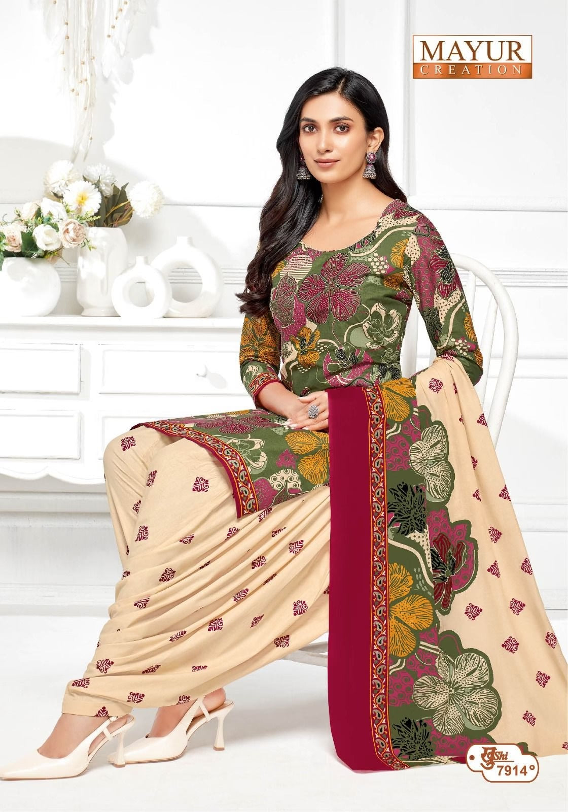 Pure Cotton Dress Material for Women | Unstitched Salwar Suit Set with Dupatta