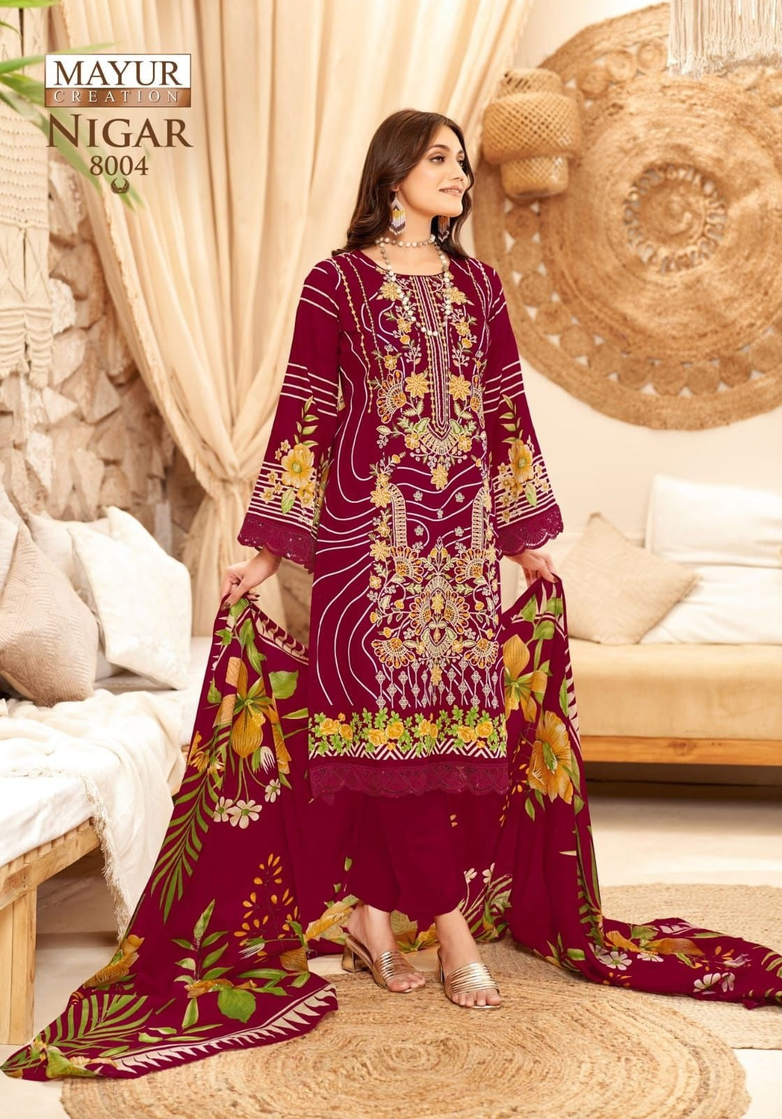 Mayur Nigar - Premium Lawn Cotton Dress Material with Cotton Dupatta