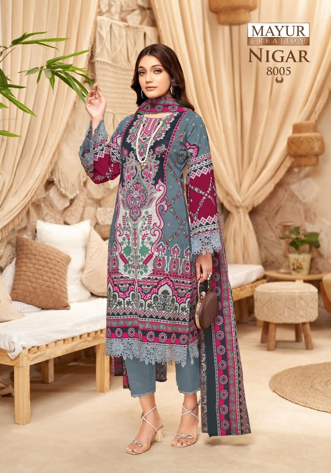 Mayur Nigar - Premium Lawn Cotton Dress Material with Cotton Dupatta