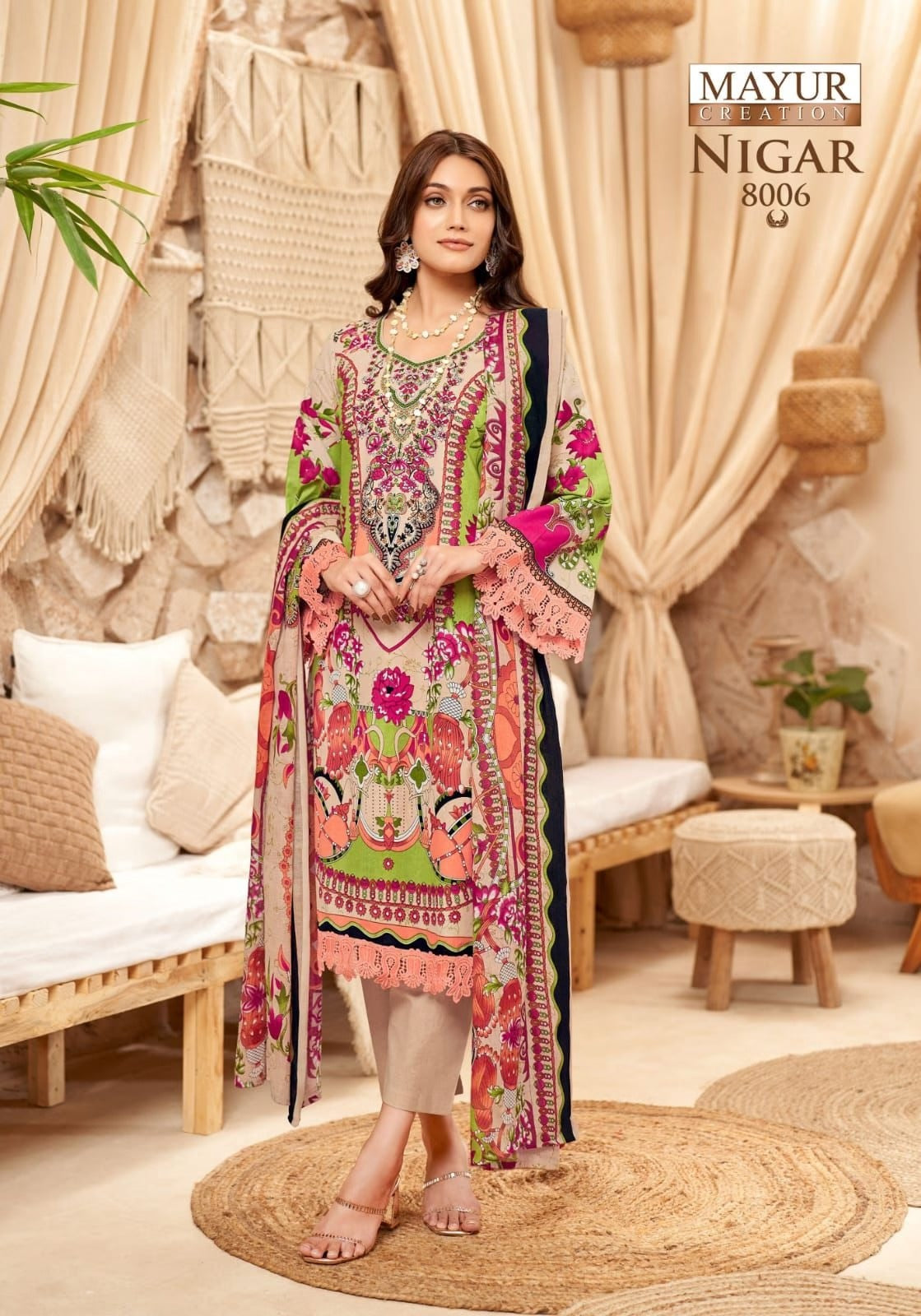 Mayur Nigar - Premium Lawn Cotton Dress Material with Cotton Dupatta