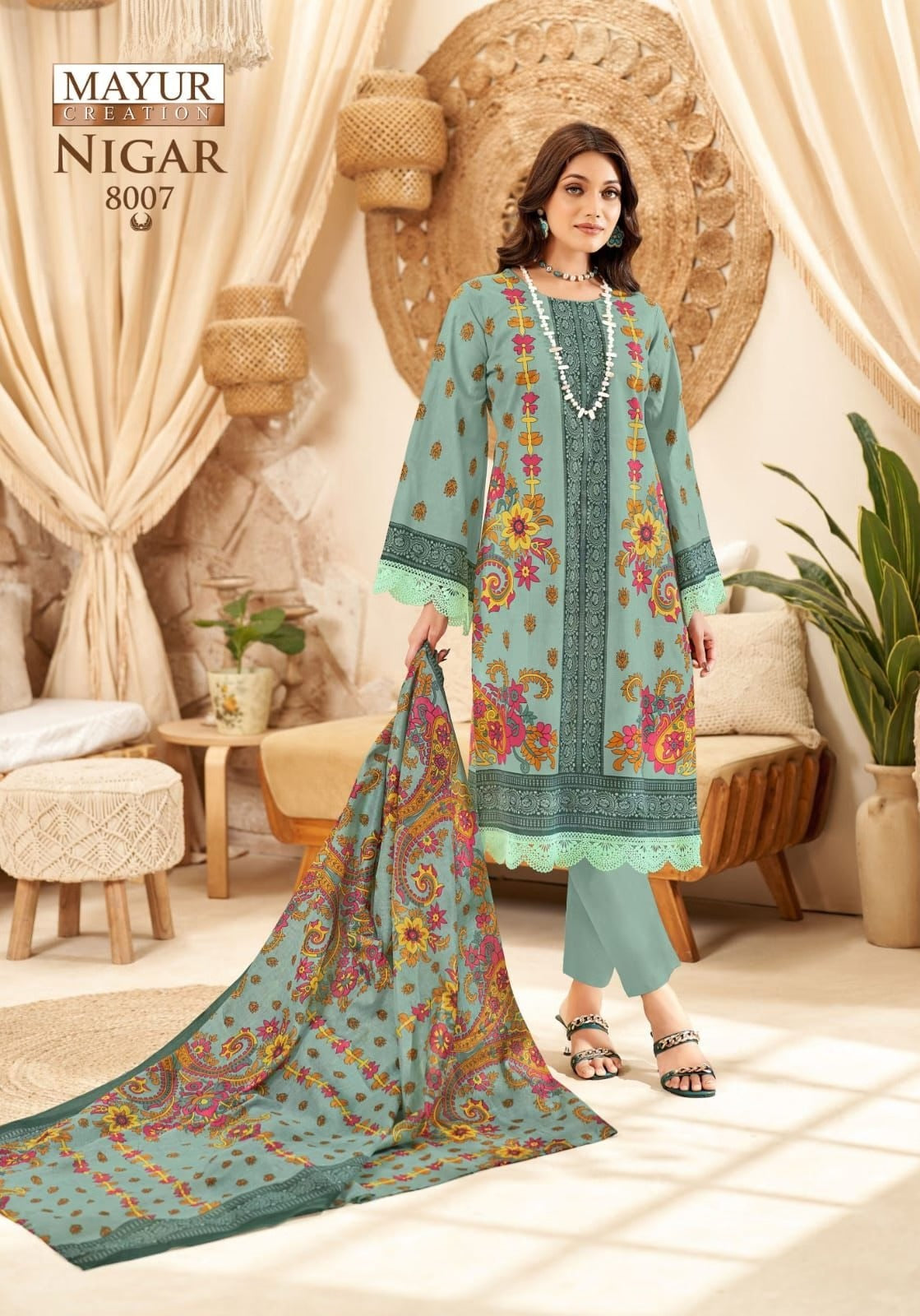 Mayur Nigar - Premium Lawn Cotton Dress Material with Cotton Dupatta