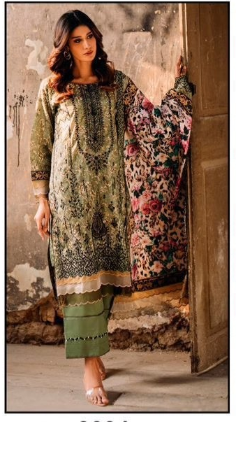 Pakistani Lawn Suit with Heavy Lace & Cotton Dupatta