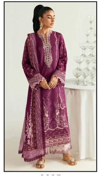 Pakistani Lawn Suit with Heavy Lace & Cotton Dupatta
