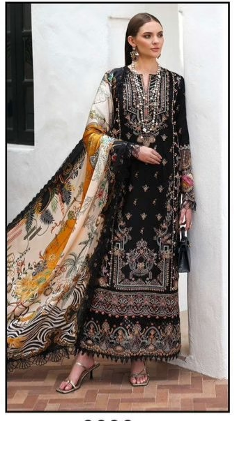 Pakistani Lawn Suit with Heavy Lace & Cotton Dupatta