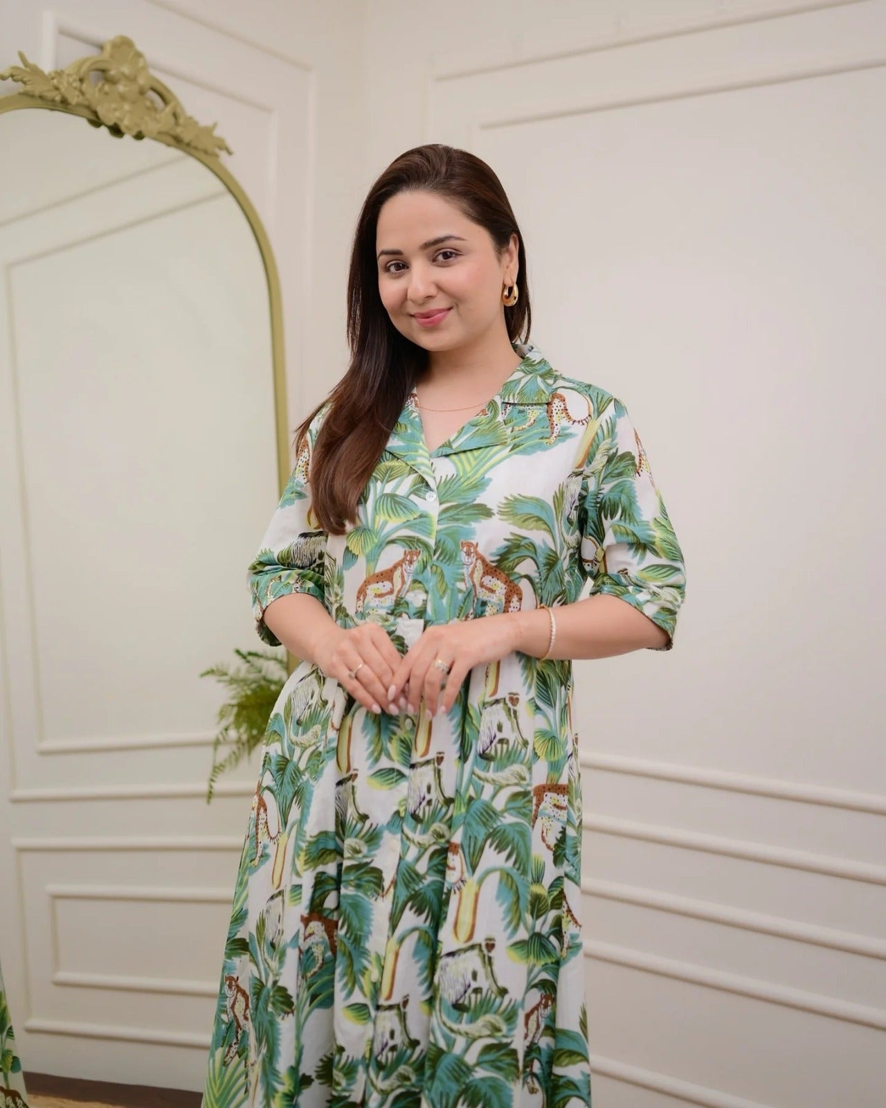 Cotton Printed Anarkali Kurti for Women – Stylish Half Sleeve Long Kurta