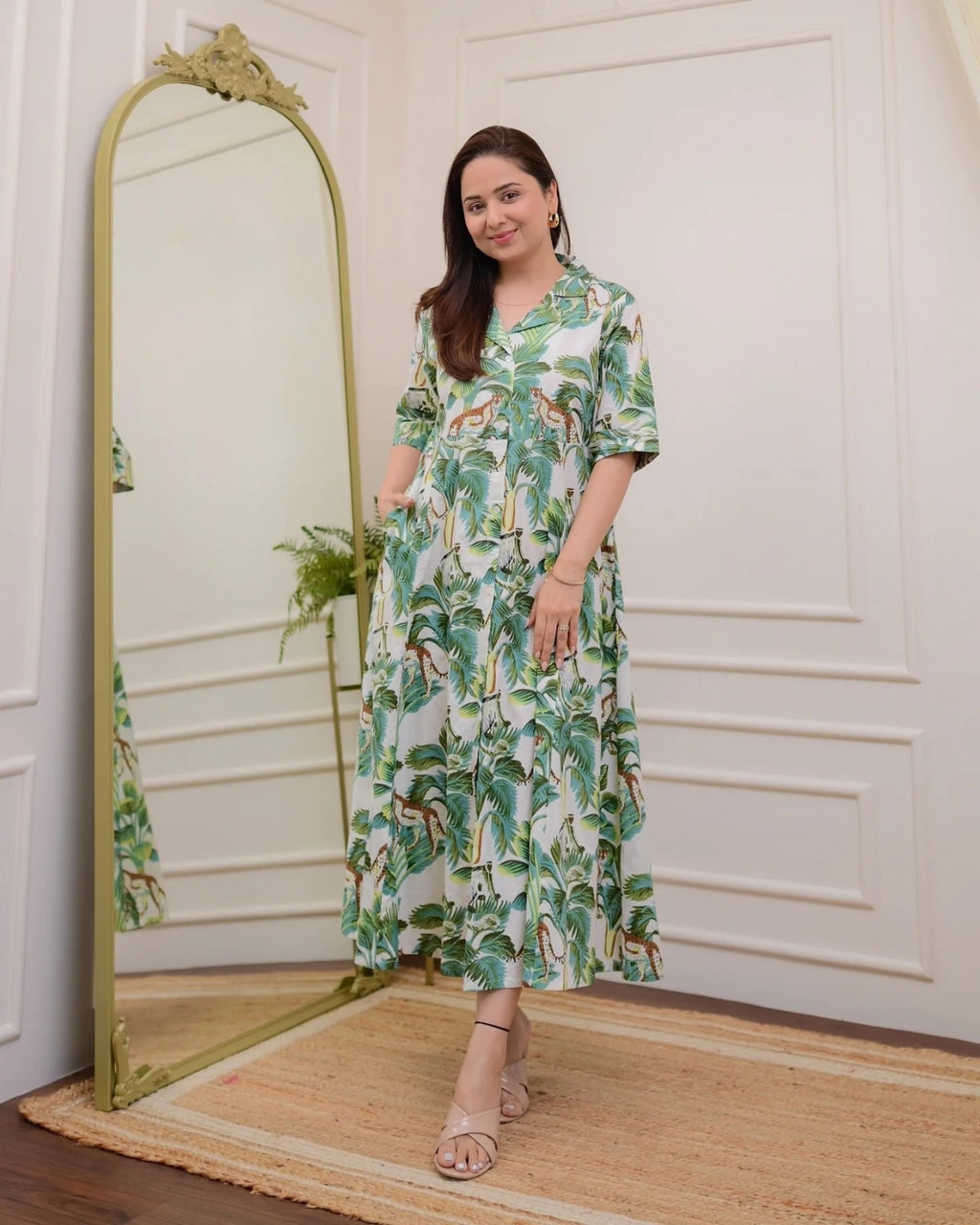 Cotton Printed Anarkali Kurti for Women – Stylish Half Sleeve Long Kurta