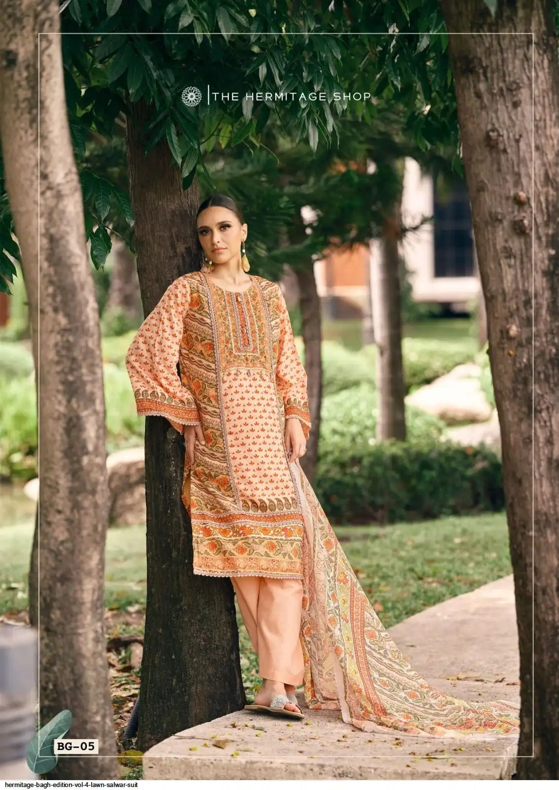 HERMITAGE Bagh Edition - Lawn Salwar Suit Set | Embroidered Cotton Suit with Dupatta