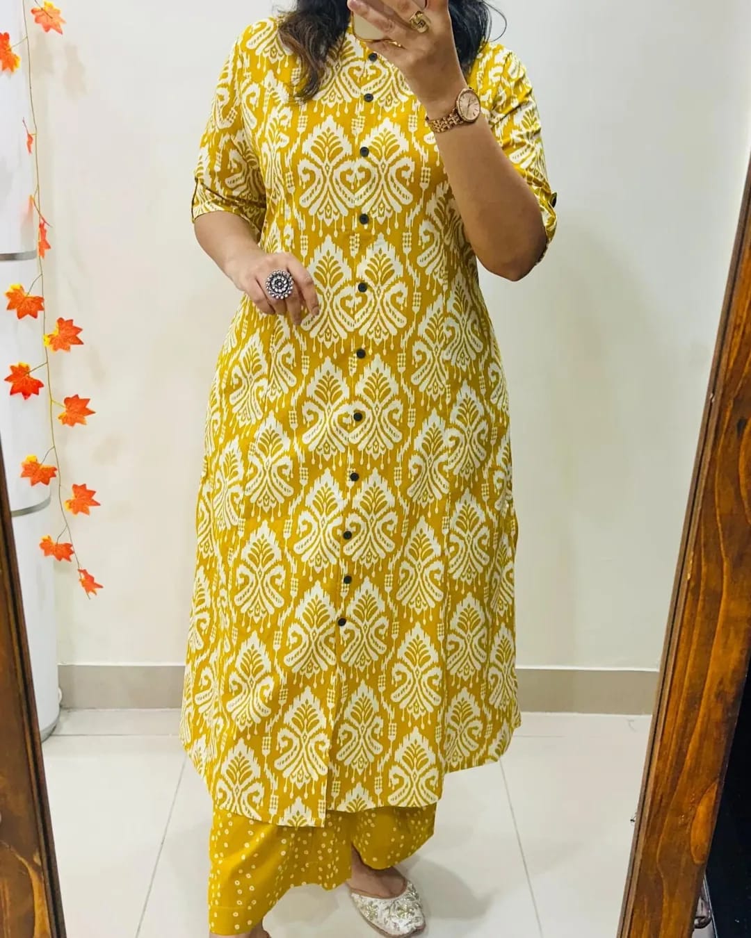Stylish Kurta & Pant Set Cotton Printed Long Co-ord Set with Pocket