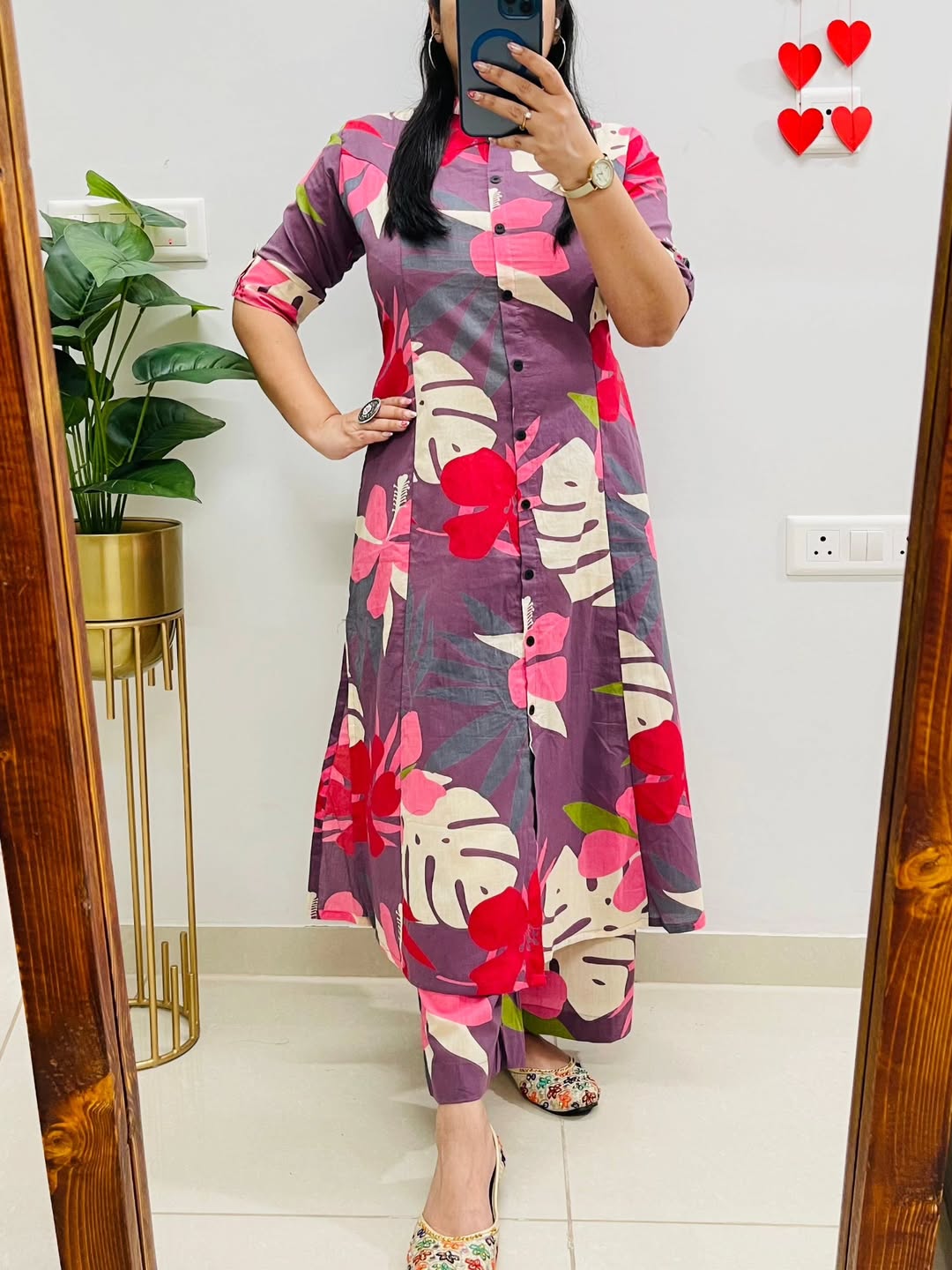 Premium Stylish Kurta & Pant Set Cotton Printed Long Co-ord Set
