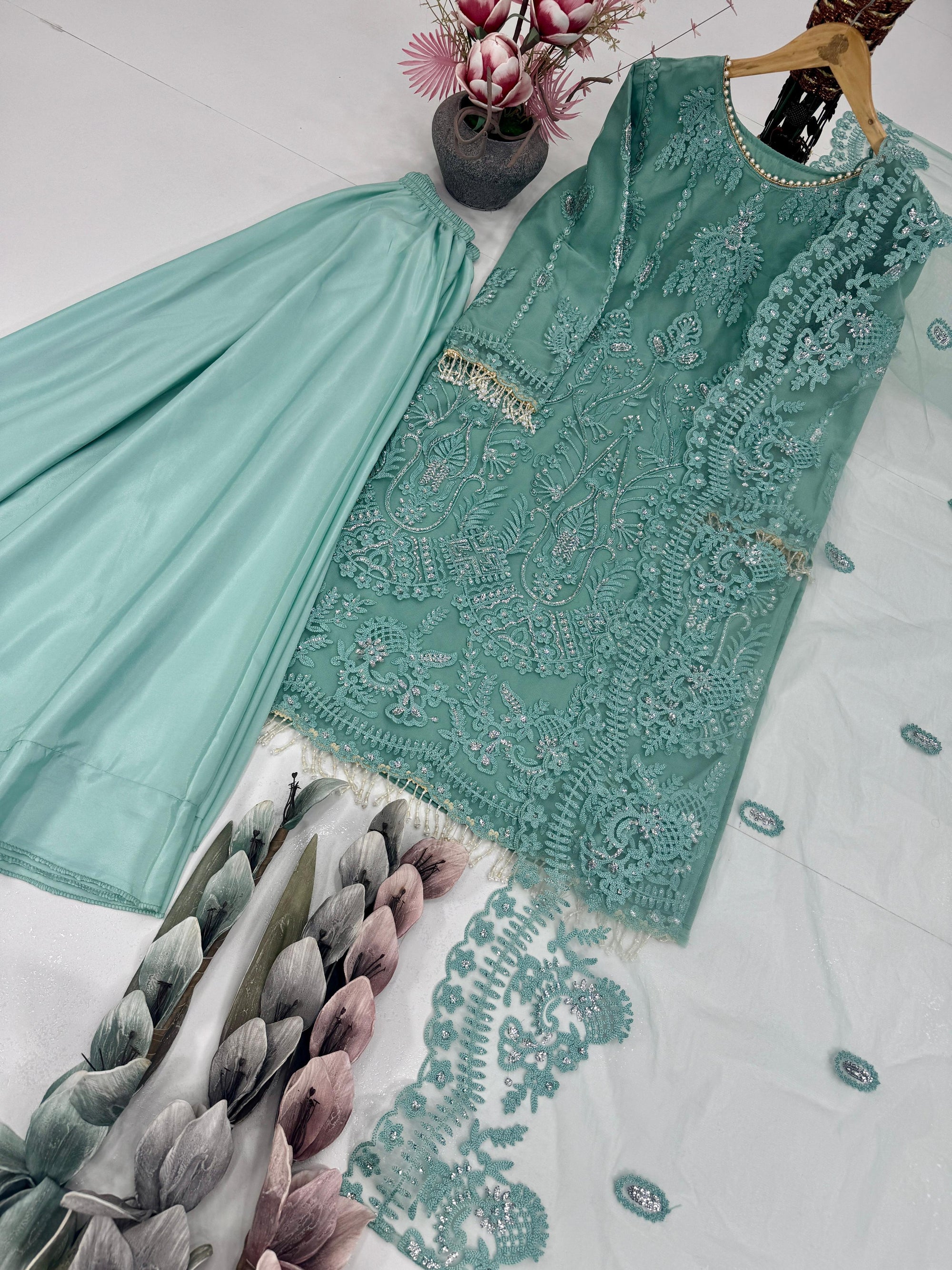 Women’s Designer Party Wear Suit Set - Heavy Embroidery Chine Sequence Work