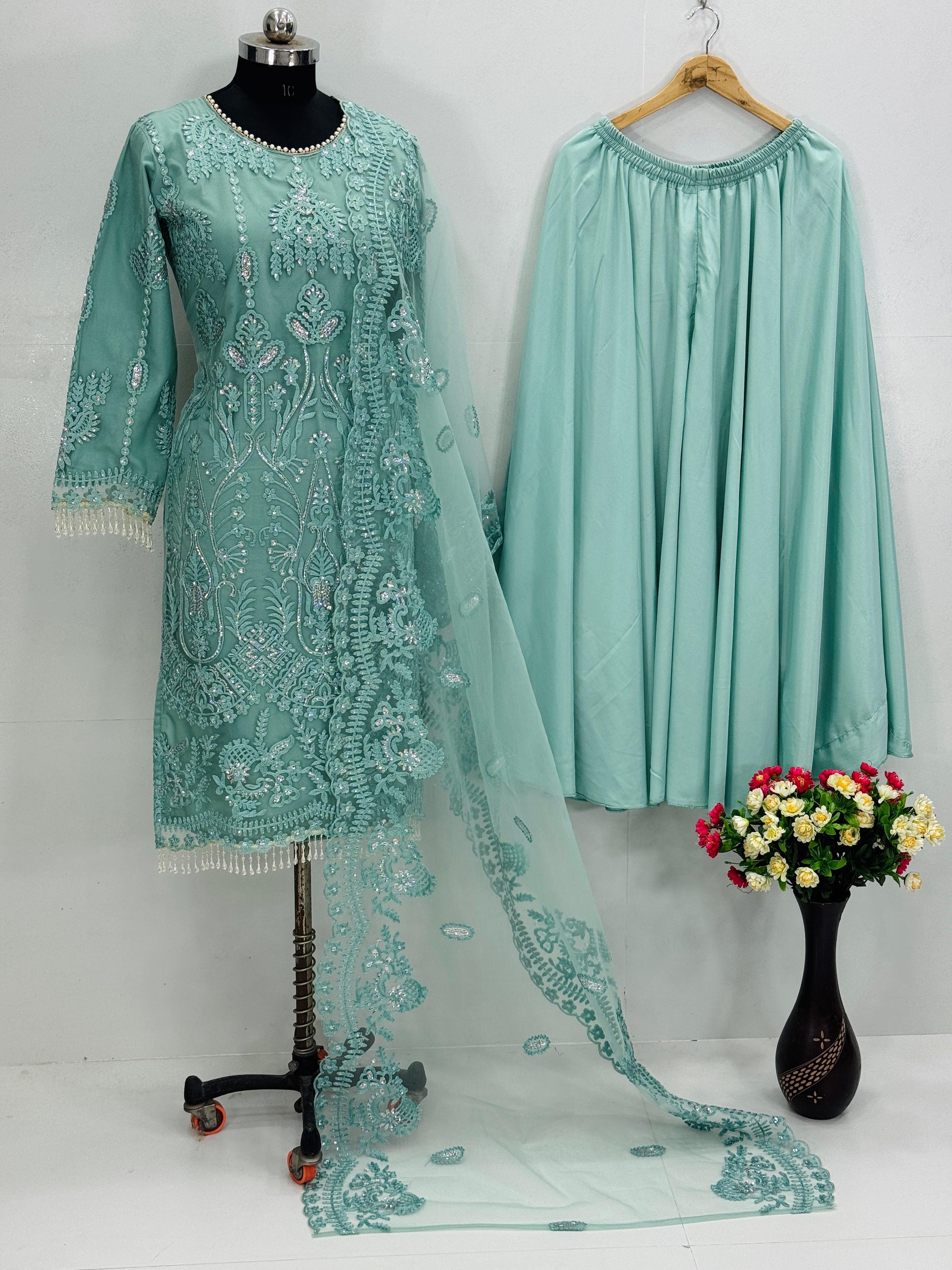 Women’s Designer Party Wear Suit Set - Heavy Embroidery Chine Sequence Work