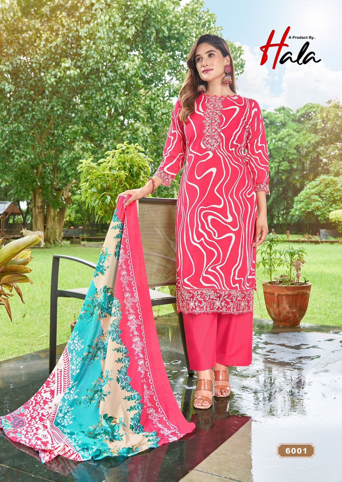 Hala Super Star Cotton Readymade Dress - Digital Style Printed Suit with Embroidery Work