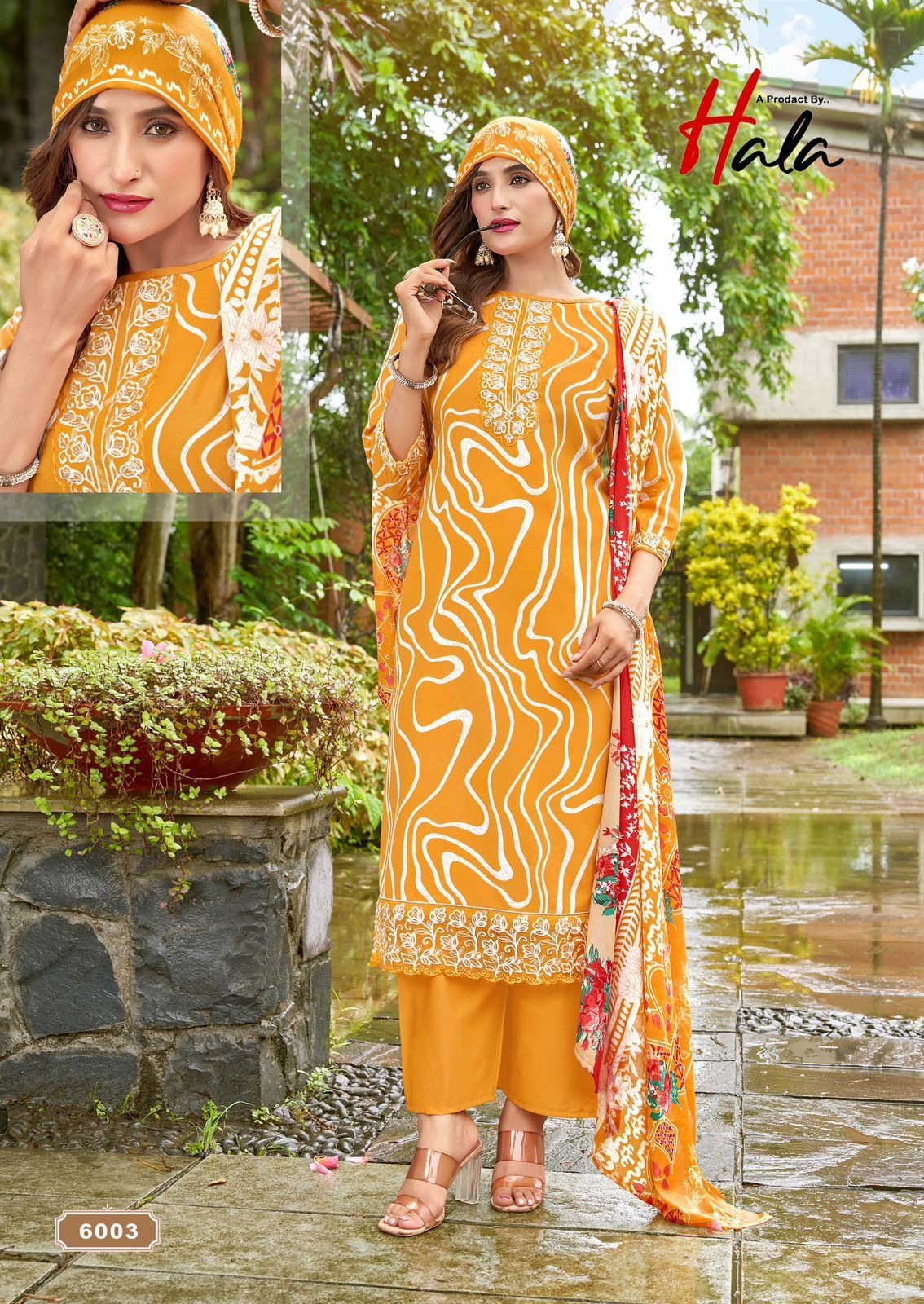 Hala Super Star Cotton Readymade Dress - Digital Style Printed Suit with Embroidery Work