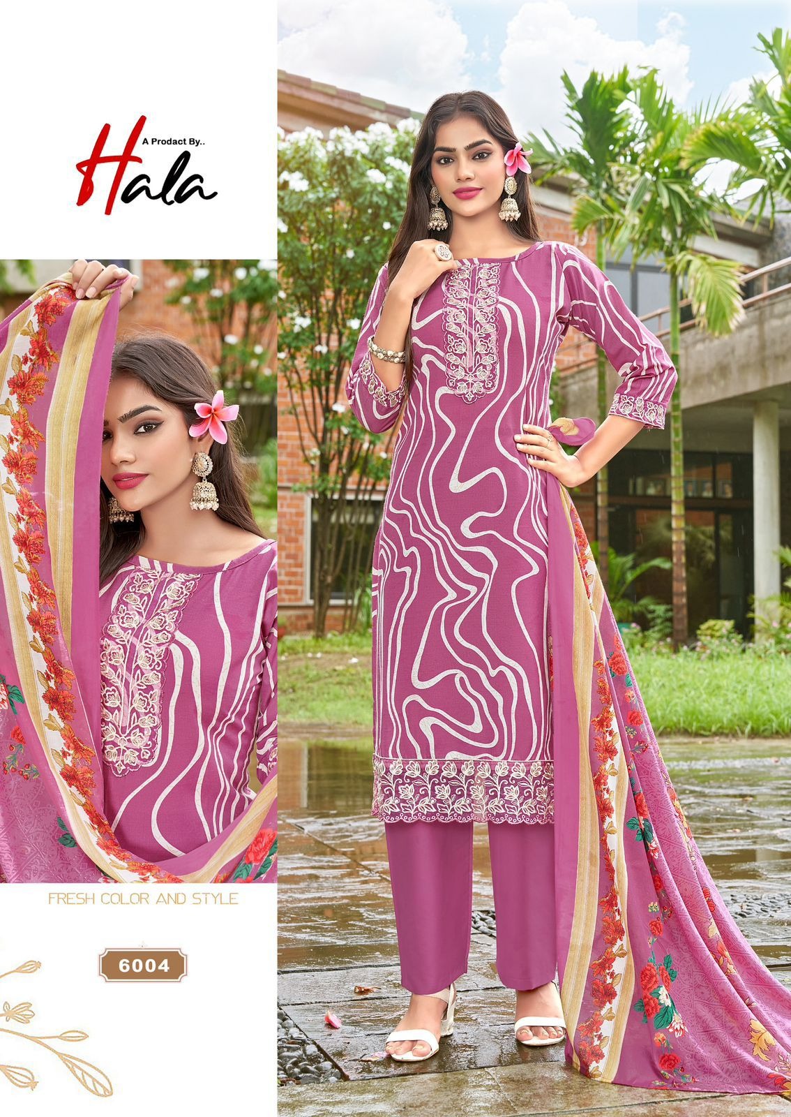 Hala Super Star Cotton Readymade Dress - Digital Style Printed Suit with Embroidery Work