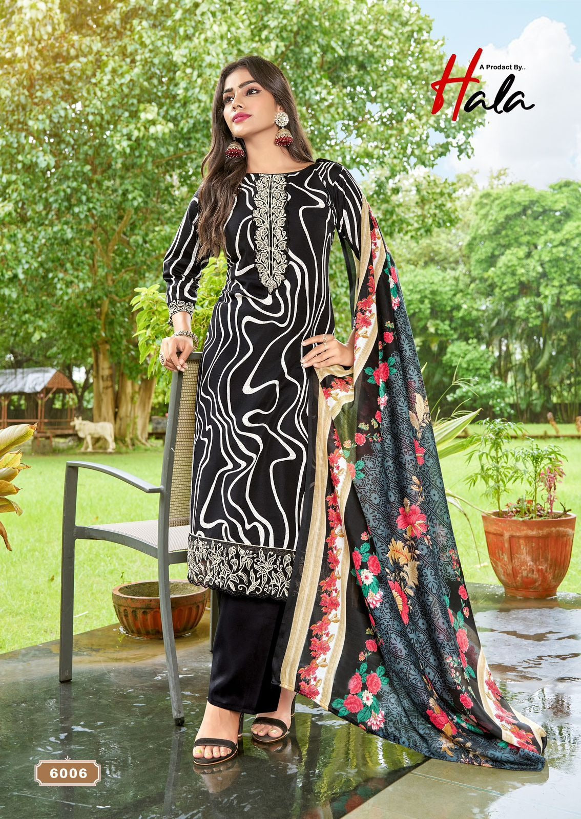 Hala Super Star Cotton Readymade Dress - Digital Style Printed Suit with Embroidery Work