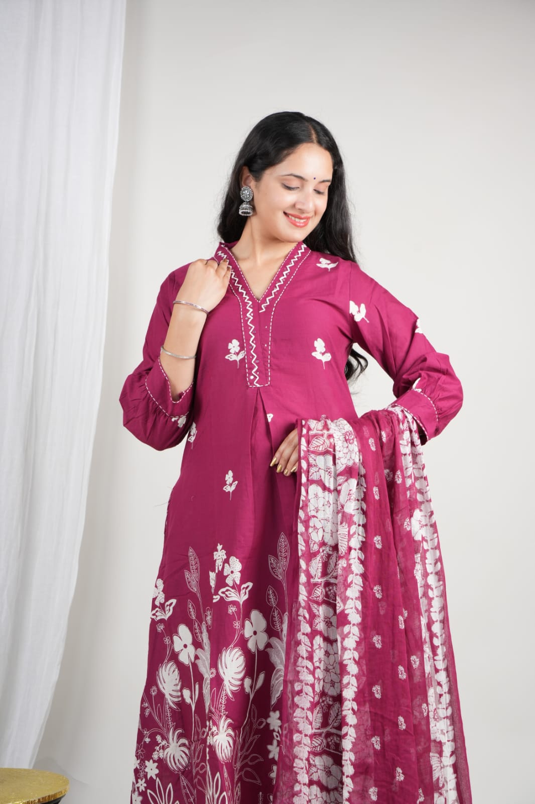 Cotton Printed Kurta Pant Dupatta Set for Women – 3 Piece Suit | Ethnic Wear