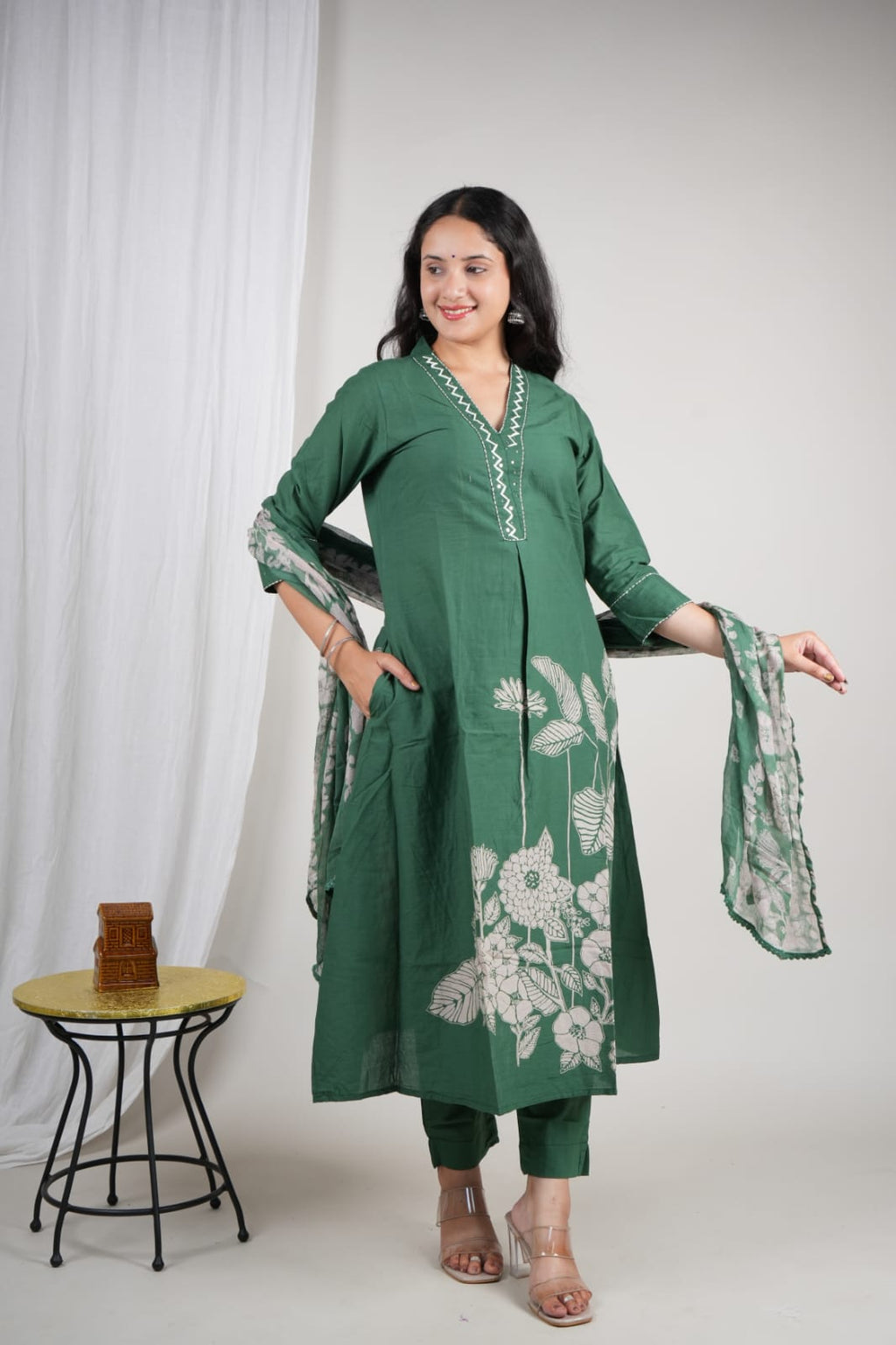Cotton Printed Kurta Pant Dupatta Set for Women – 3 Piece Suit | Ethnic Wear