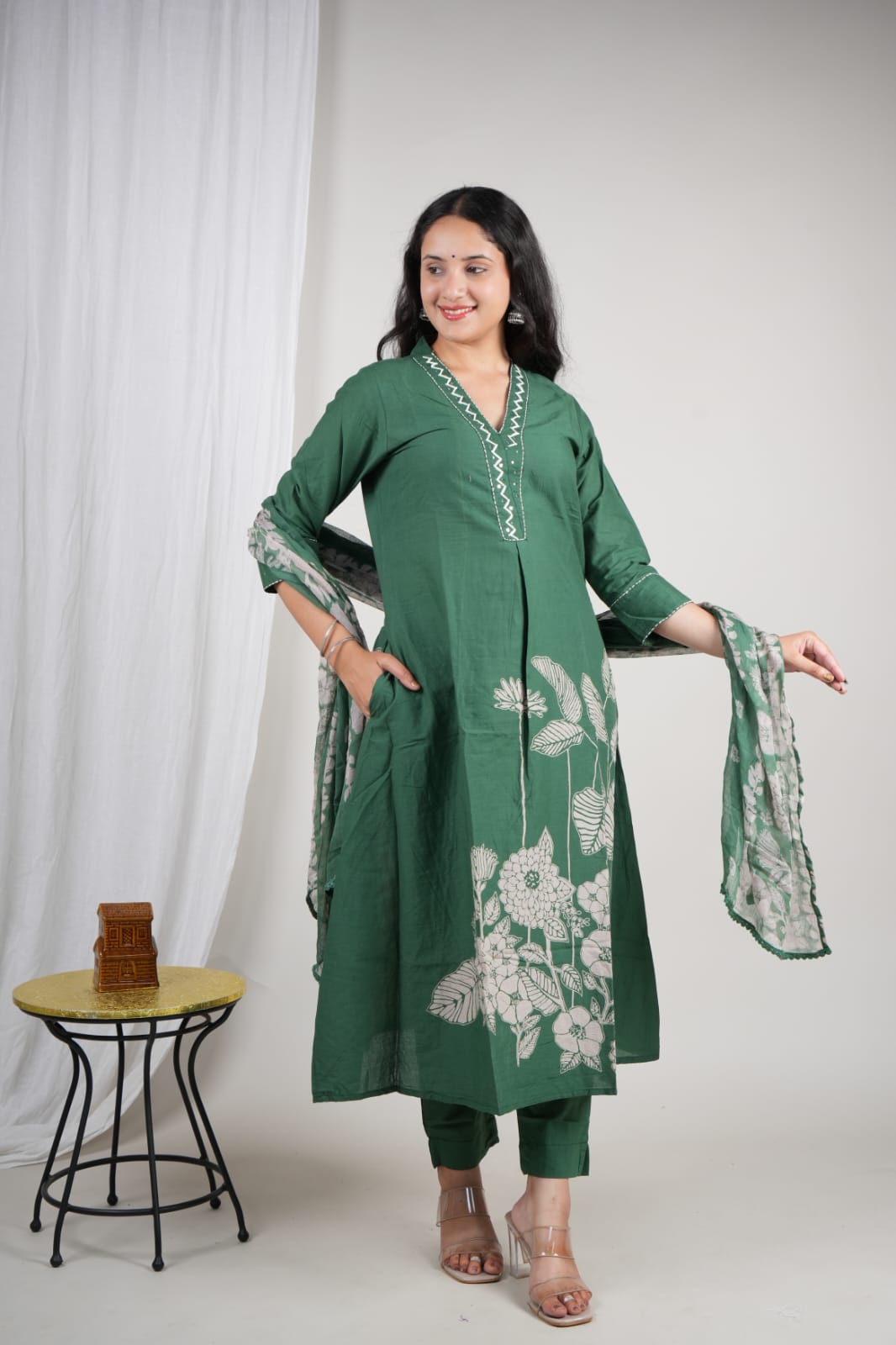 Cotton Printed Kurta Pant Dupatta Set for Women – 3 Piece Suit | Ethnic Wear