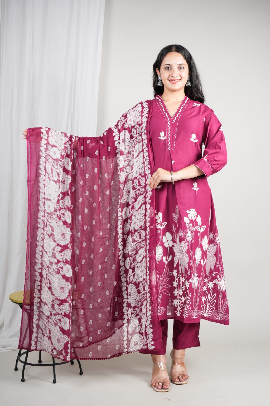 Cotton Printed Kurta Pant Dupatta Set for Women – 3 Piece Suit | Ethnic Wear