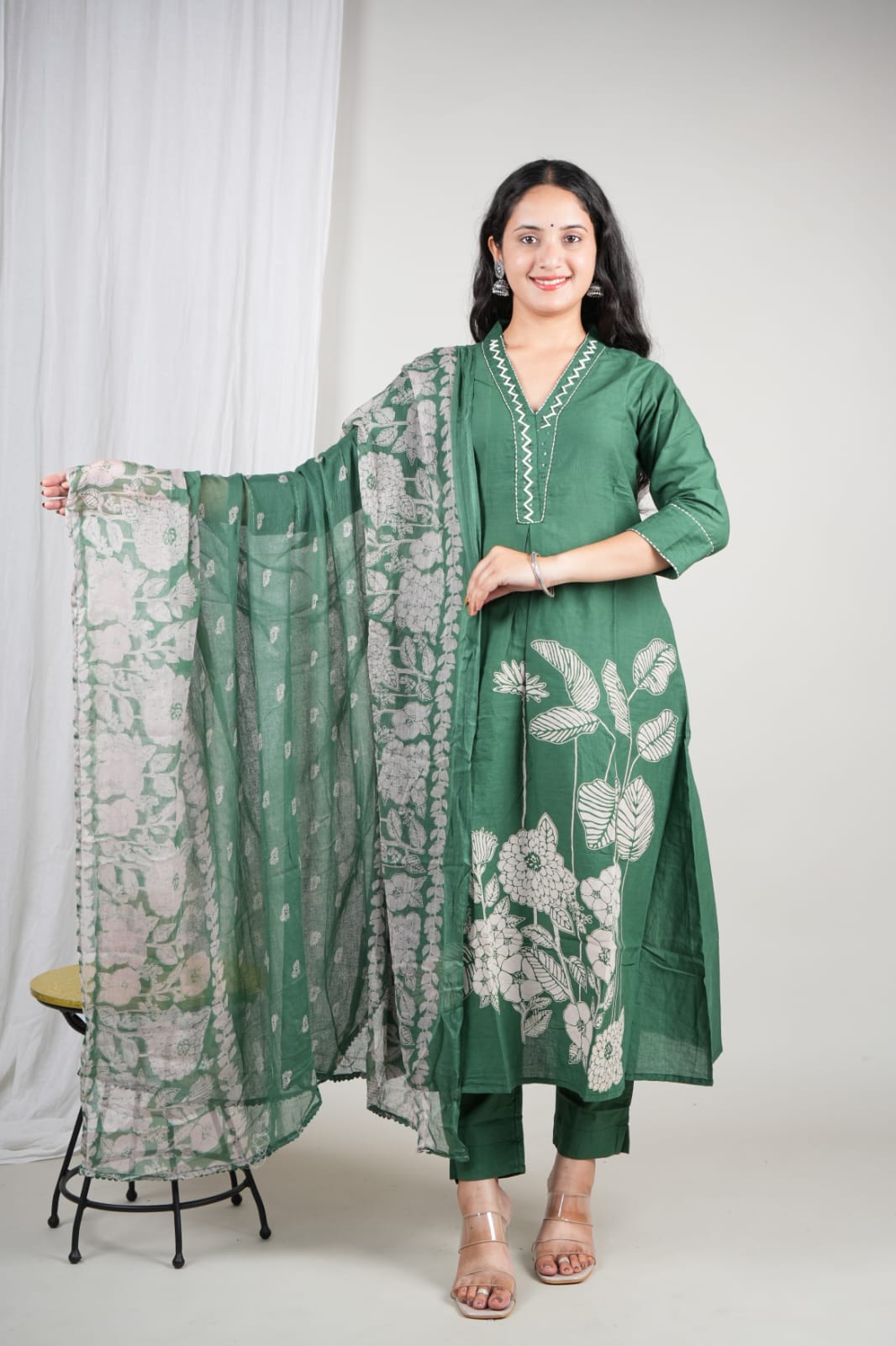 Cotton Printed Kurta Pant Dupatta Set for Women – 3 Piece Suit | Ethnic Wear