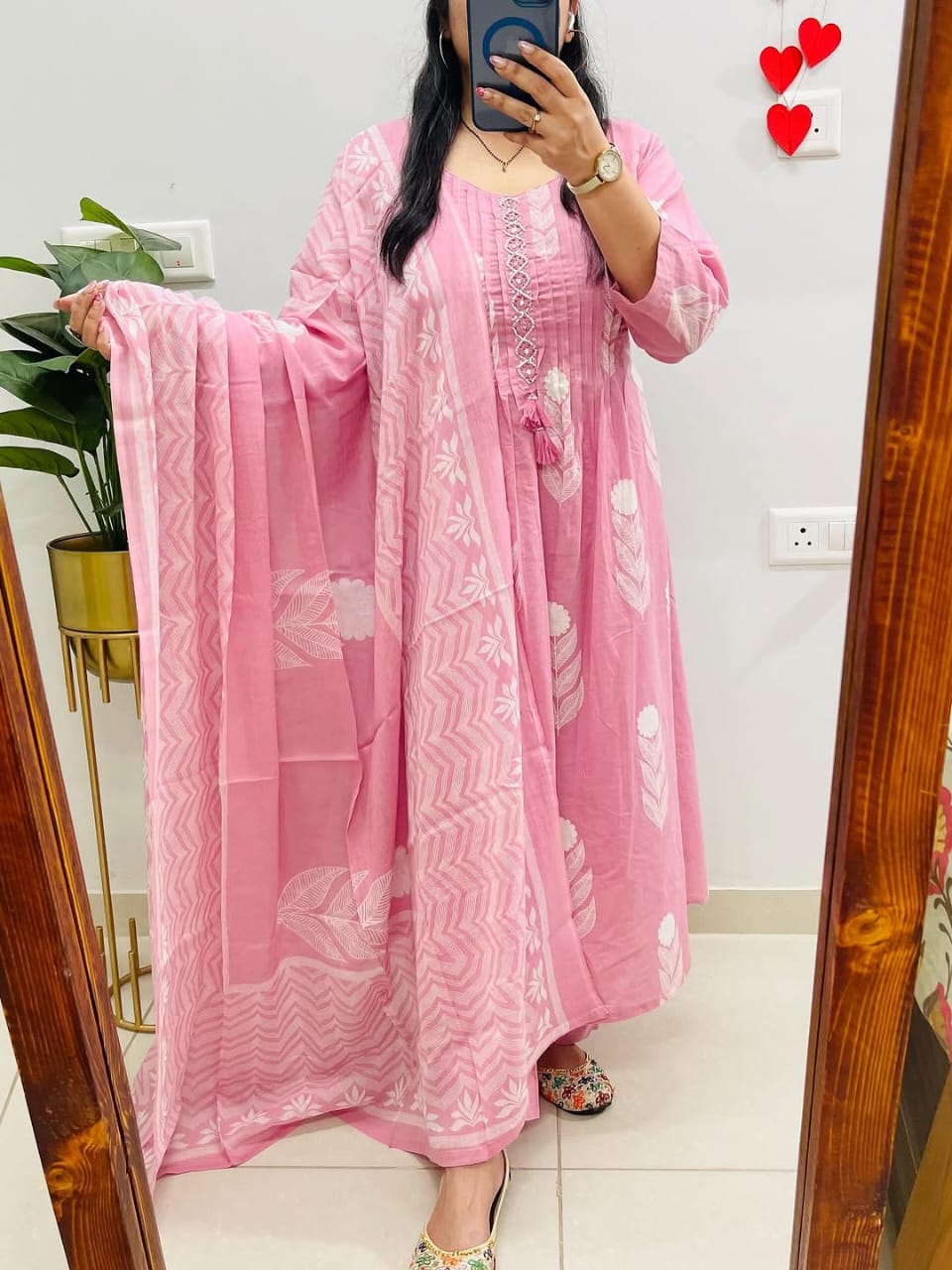 Print Kurti Set with Pant & Mulmul Dupatta - Handwork & Tassel Detailing - Women’s Ethnic Wear