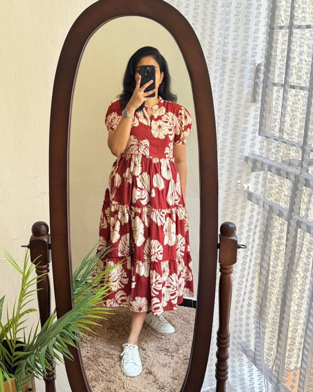 Floral Cotton Midi Dress for Women | Comfortable Jaipur Summer Wear