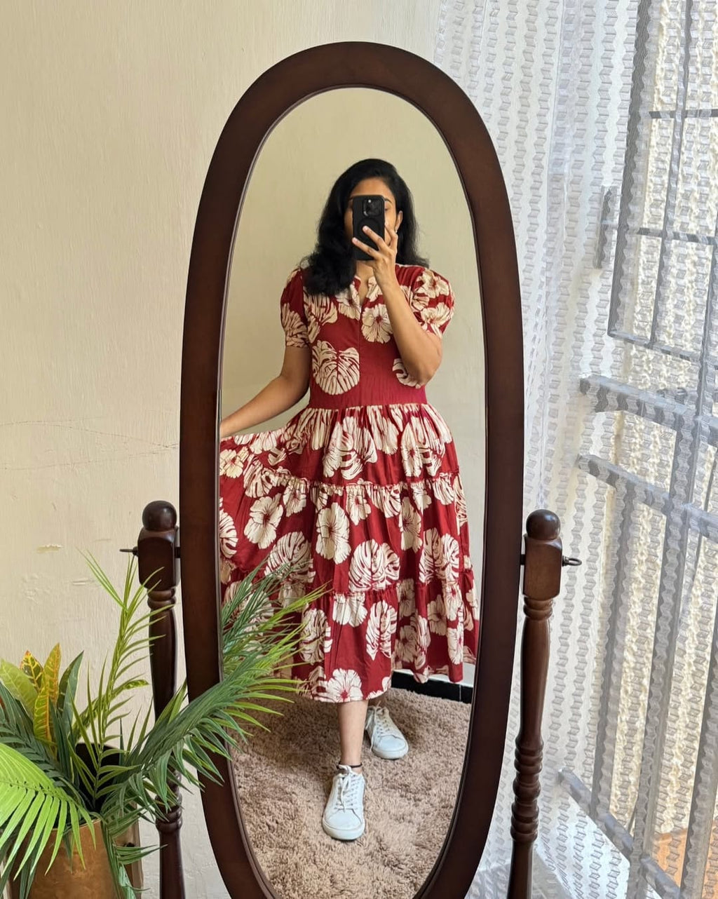 Floral Cotton Midi Dress for Women | Comfortable Jaipur Summer Wear