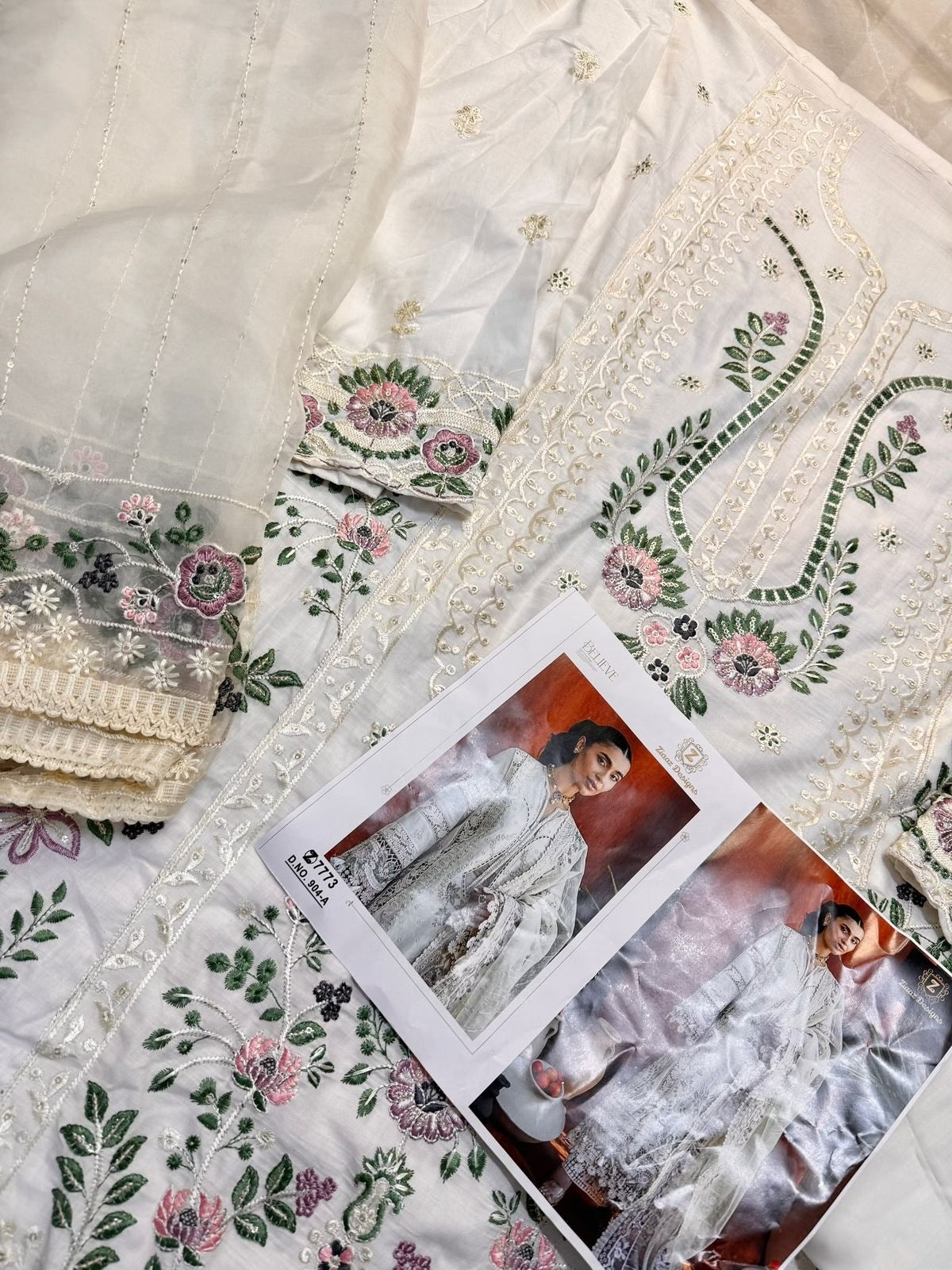GF Design Present - Semi Stitched Cambric Cotton Suit with Heavy Embroidery
