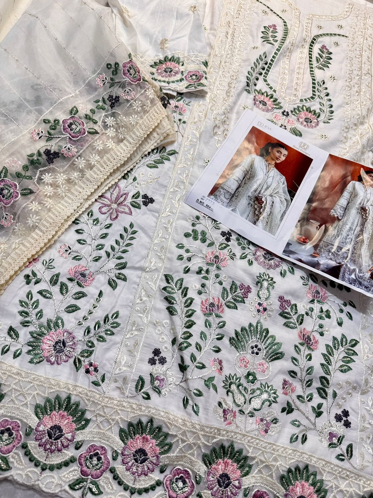 GF Design Present - Semi Stitched Cambric Cotton Suit with Heavy Embroidery