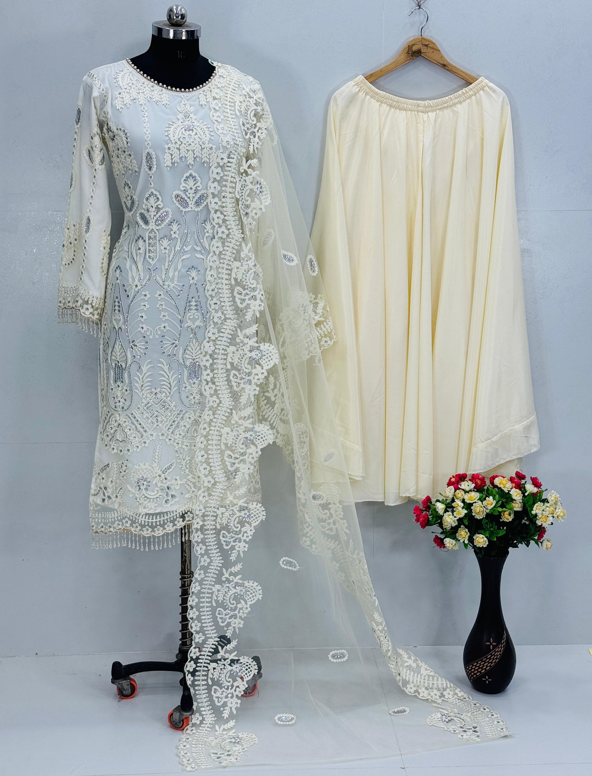 Heavy Embroidery Chine Sequence Work - Womens Designer Party Wear Suit Set