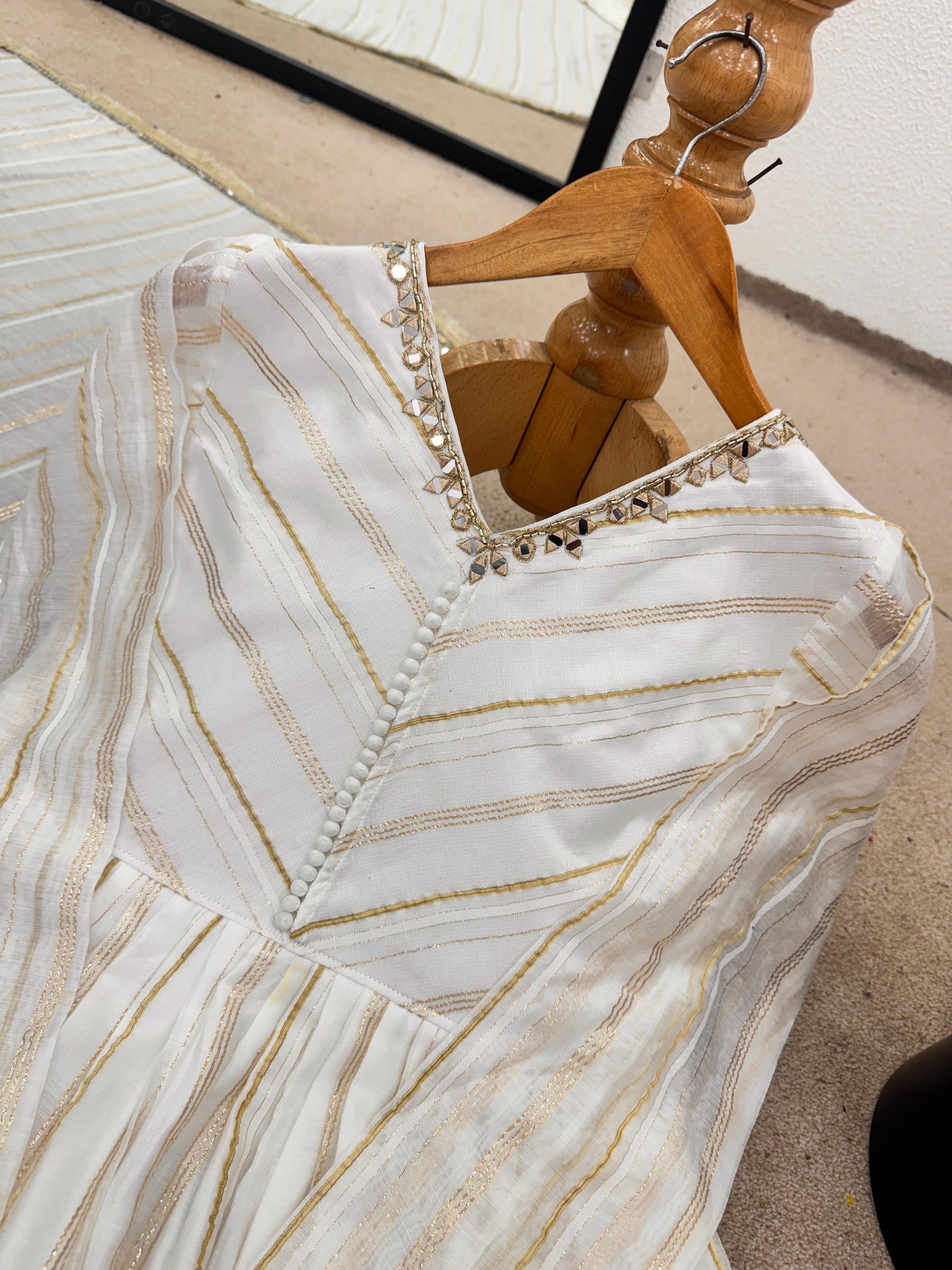 Women’s Mal Chanderi Sharara Set with Real Mirror & Handwork - Fully Stitched Kurta, Sharara & Dupatta