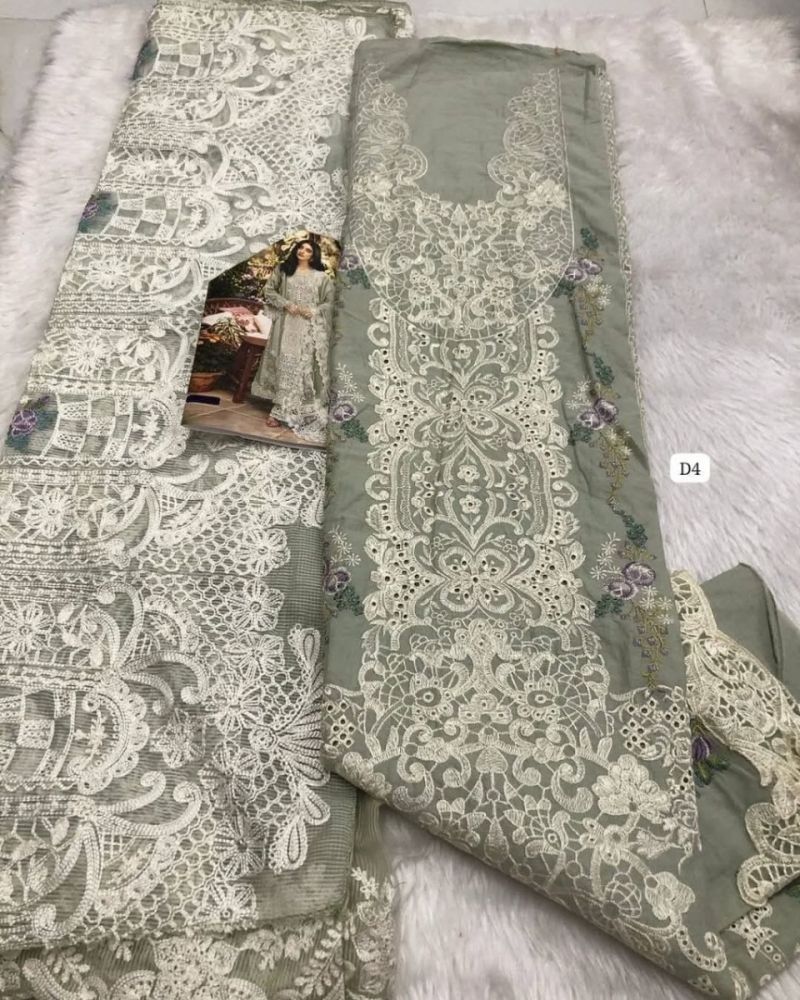 Embroidered Dupatta Suit Collection - Pure Cotton Top, Semi Lawn Bottom, Dupatta