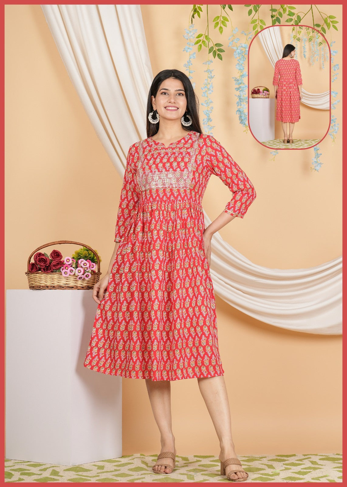 Premium Cotton Girls Festive Wear Ethnic Kurti