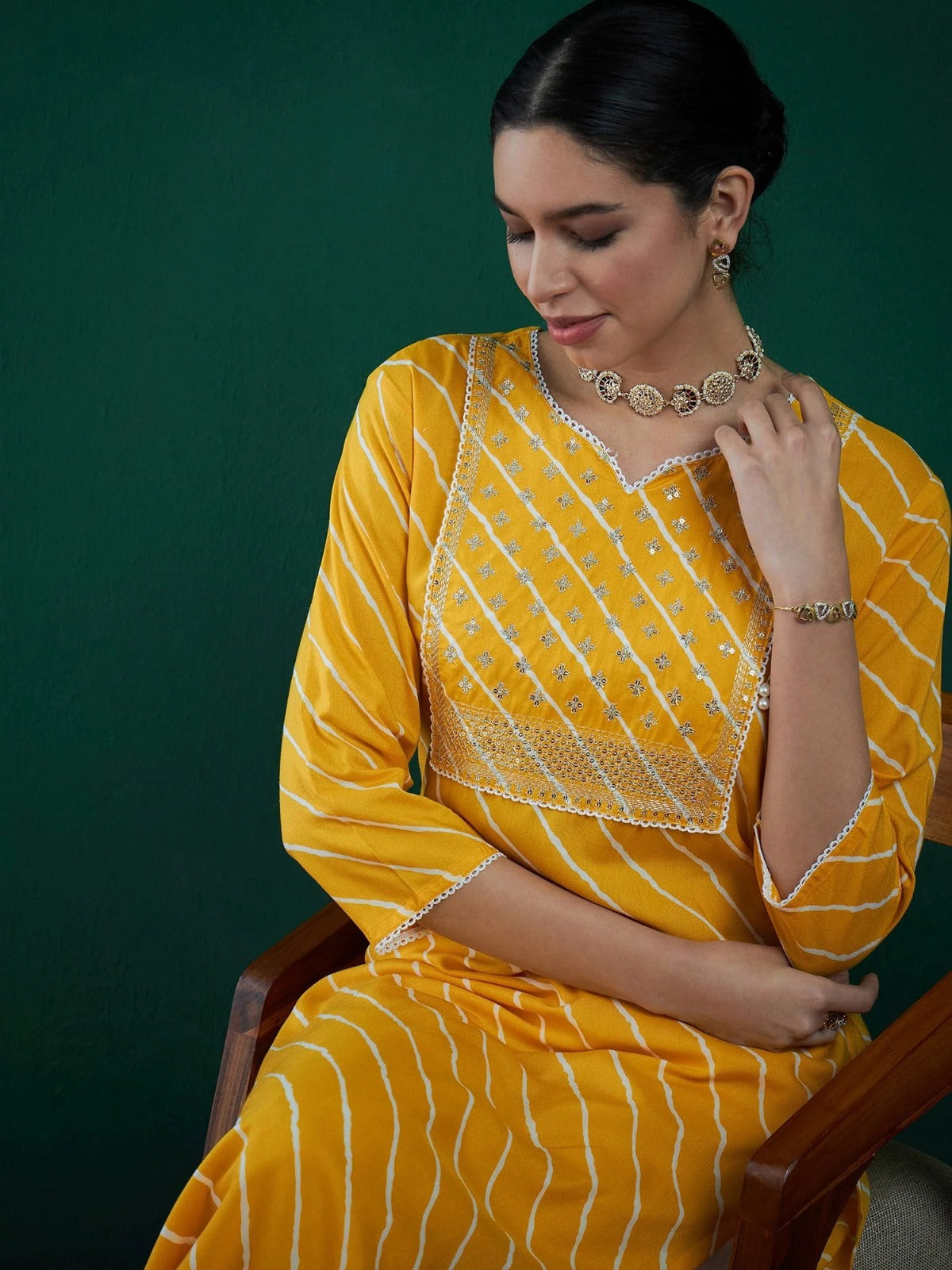 Ladies Rayon Embroidered Kurti | Lahariya Print Straight Kurta