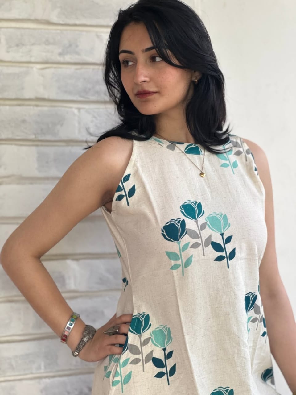 Premium Floral Cotton Kurti Palazzo Set | A-Line Designer Co-ord Set with Ankle-Length Pants & Side Pockets