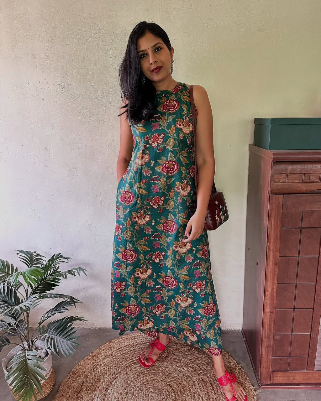 Floral Cotton Kurti Palazzo Set | Designer Co-ord Set with Ankle-Length Pants & Side Pockets