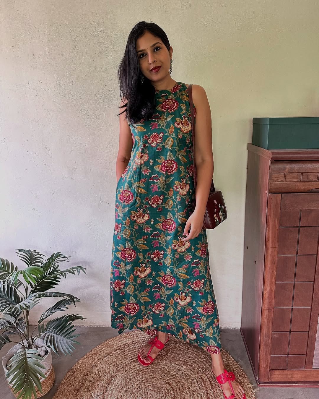 Floral Cotton Kurti Palazzo Set | Designer Co-ord Set with Ankle-Length Pants & Side Pockets