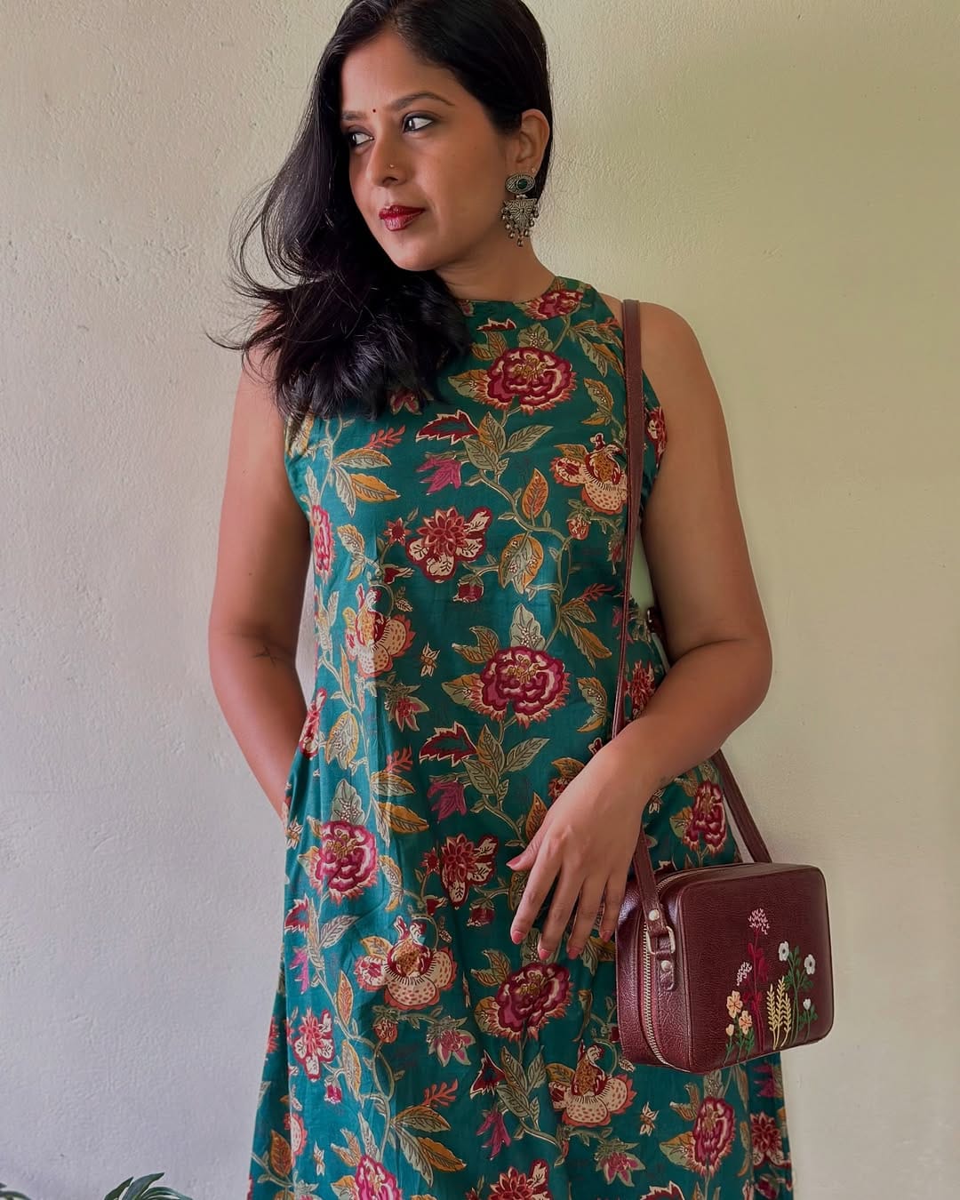 Floral Cotton Kurti Palazzo Set | Designer Co-ord Set with Ankle-Length Pants & Side Pockets