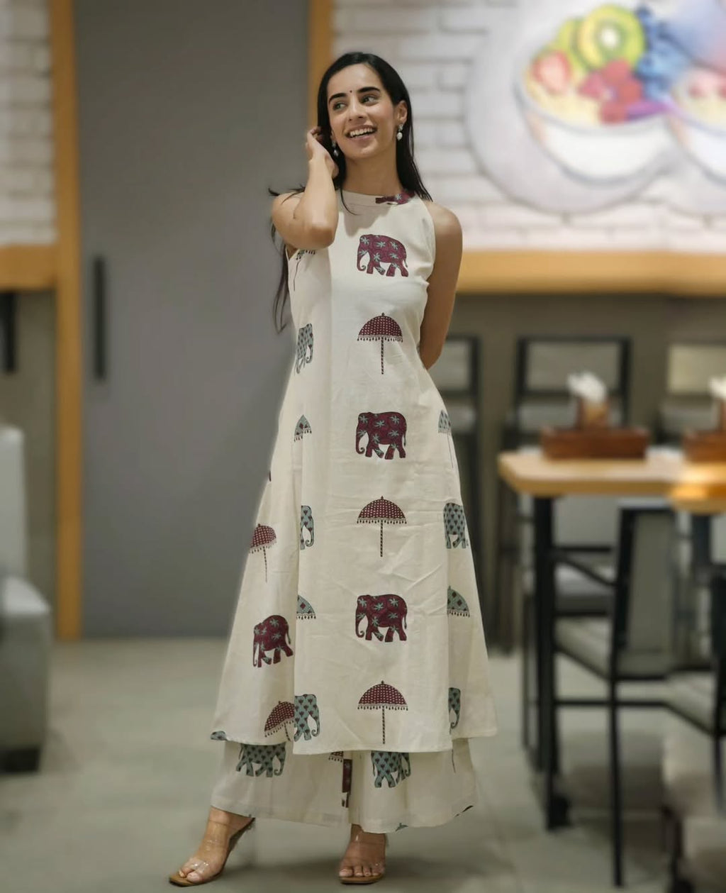 Women’s Ethnic Wear | Designer Co-ord Set with Ankle-Length Pants & Side Pockets